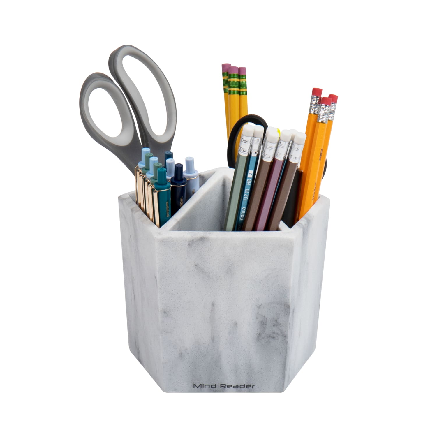 Mind Reader 5-Section Pen & Accessory Holder, 5-3/4inH x 5-3/4inW x 5-3/4inD, White - Image 5