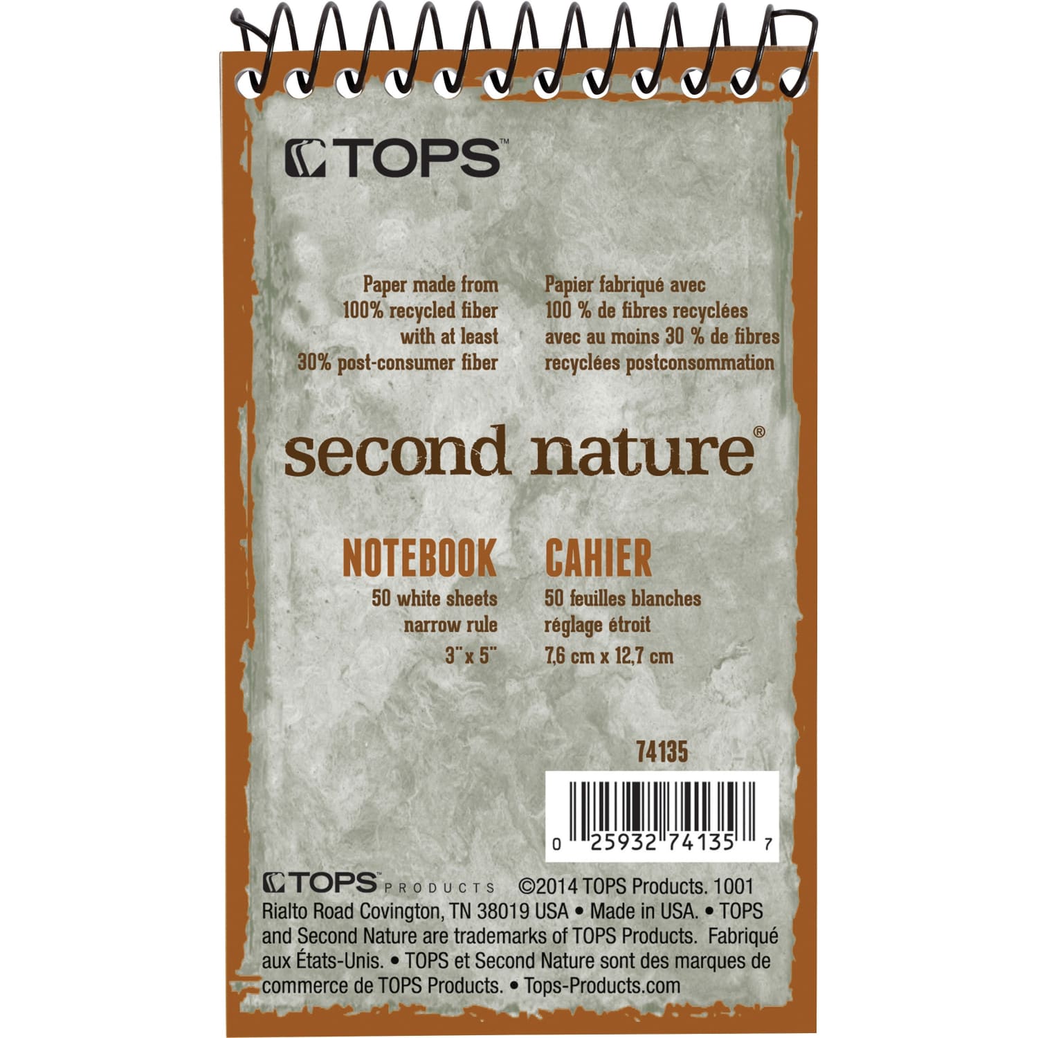 TOPS Second Nature Top-Bound Memo Book, 3in x 5in, 1 Subject, Narrow Rule, 50 Sheets White - Image 4