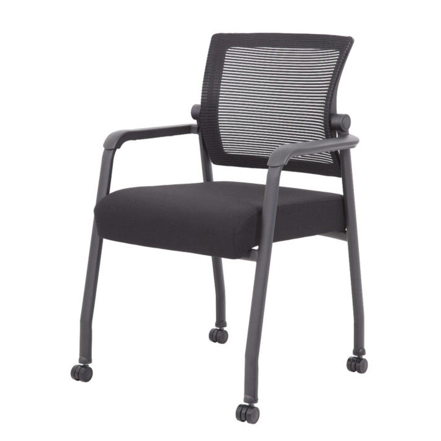 Boss Office Products 4-Legged Guest Chair With Casters, Black - Image 4