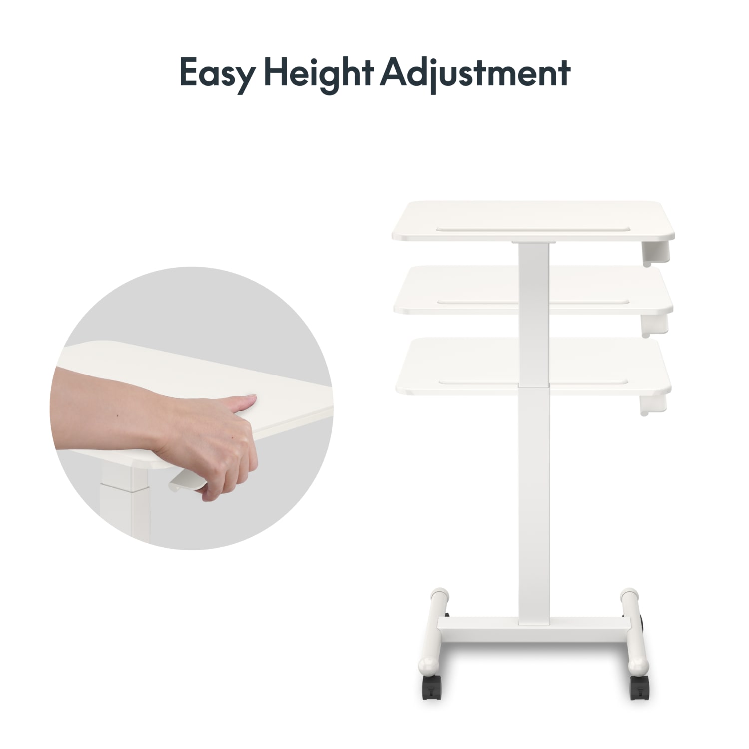 FlexiSpot MT3 Adjustable Height Standing Desk Mobile Workstation, White - Image 5