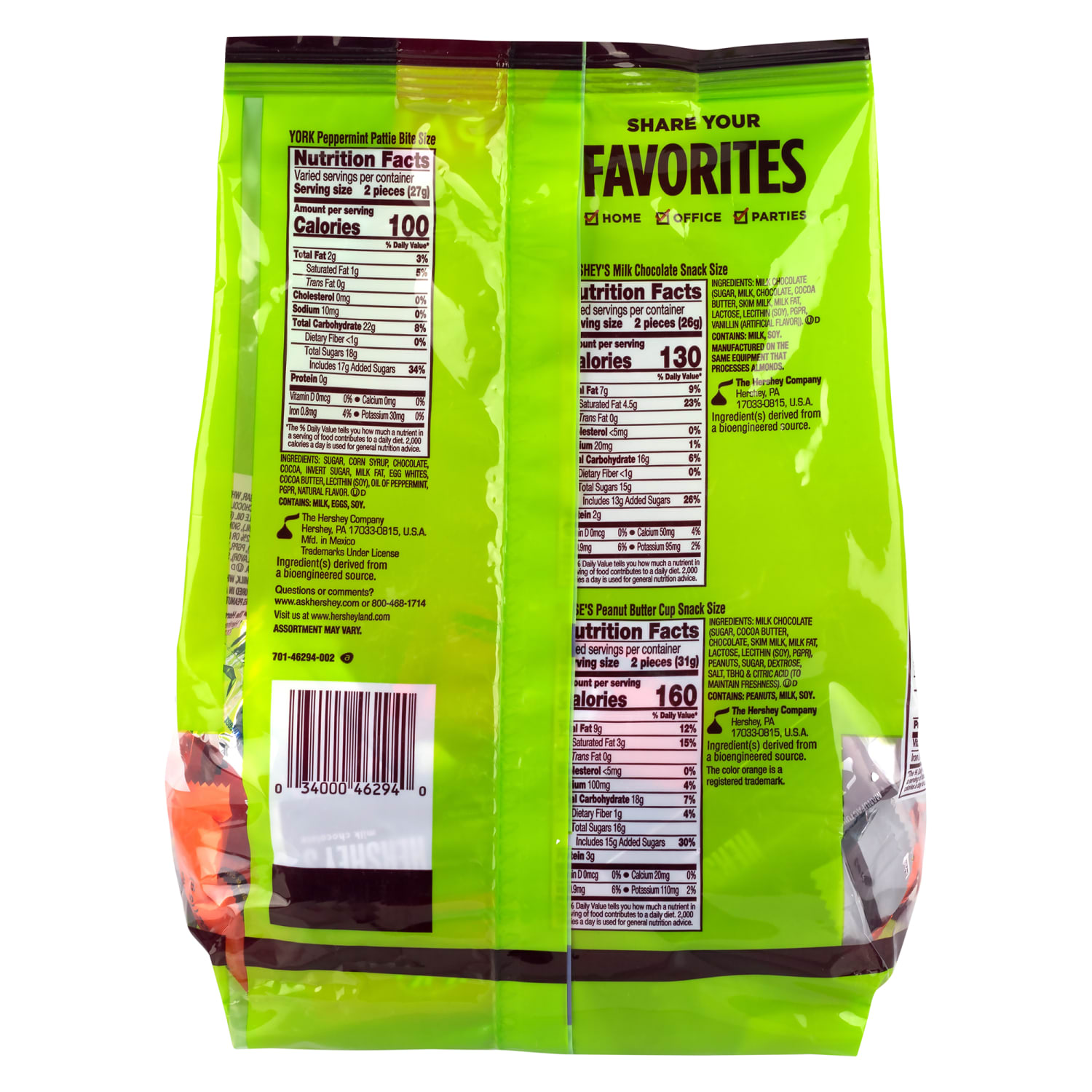 Hersheys, Reeses, Almond Joy, Kit Kat, York Pattie Snack Size Party Pack, 30.22 Oz, Pack Of 58 Pieces - Image 4