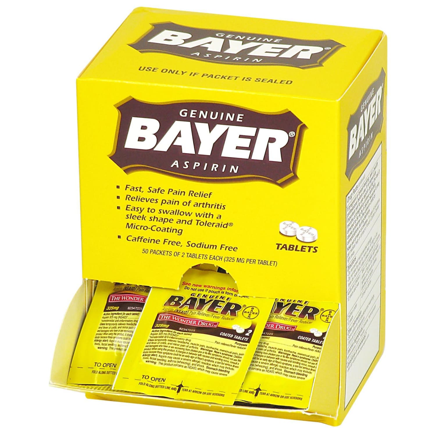 Bayer Aspirin, 2 Tablets Per Packet, Box Of 50 Packets - Image 3