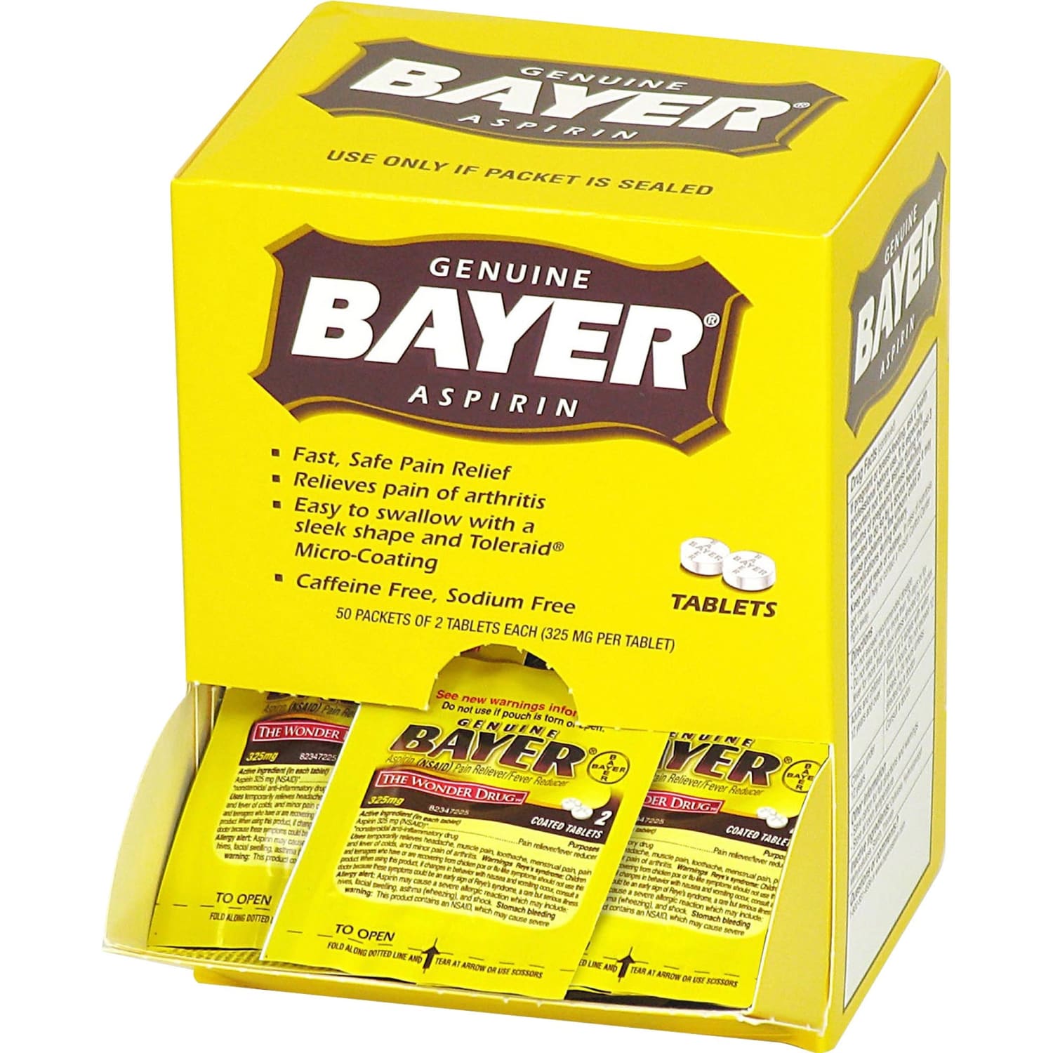 Bayer Aspirin, 2 Tablets Per Packet, Box Of 50 Packets - Image 5