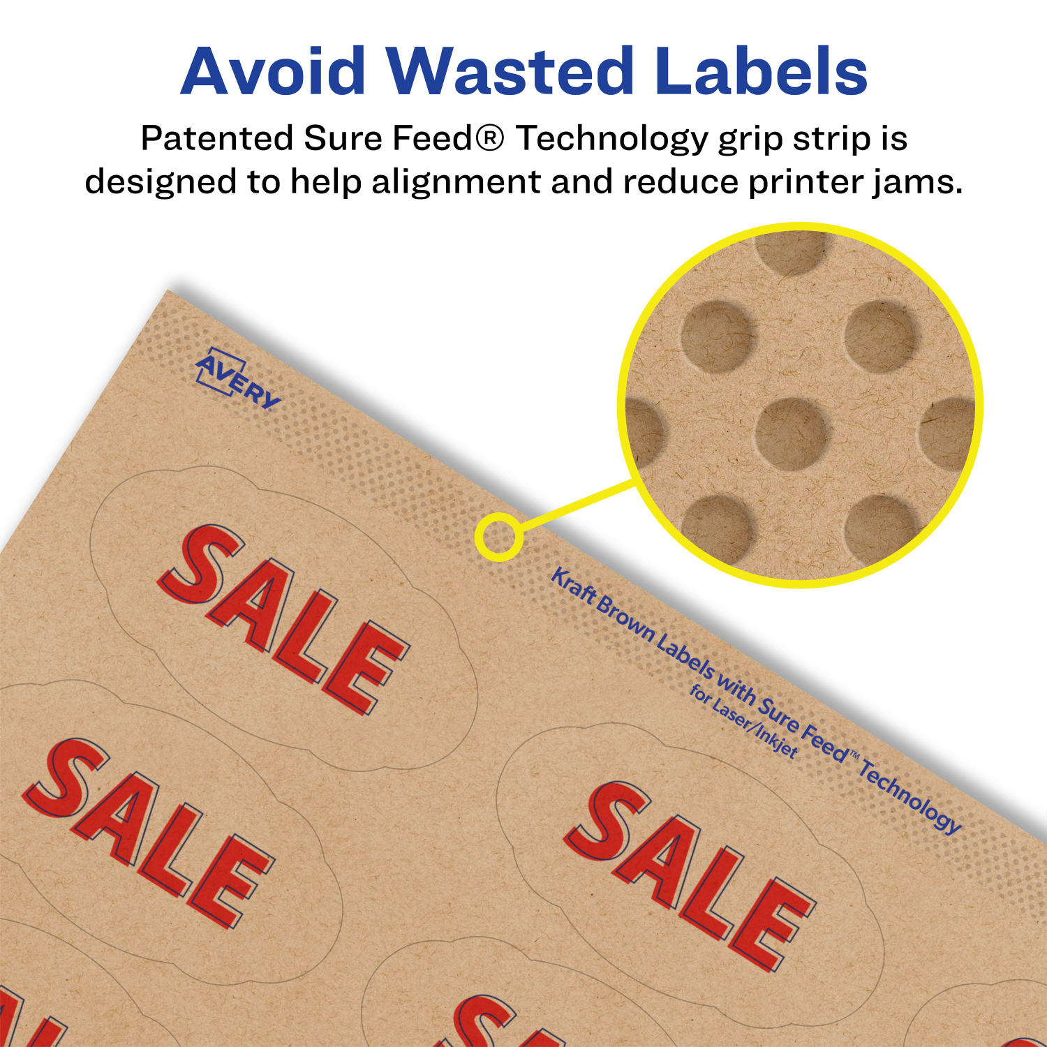 Avery Kraft Permanent Labels With Sure Feed, 94061-KMP15, Oval Scalloped, 1-1/8in x 2-1/4in, Brown, Pack Of 315 - Image 5