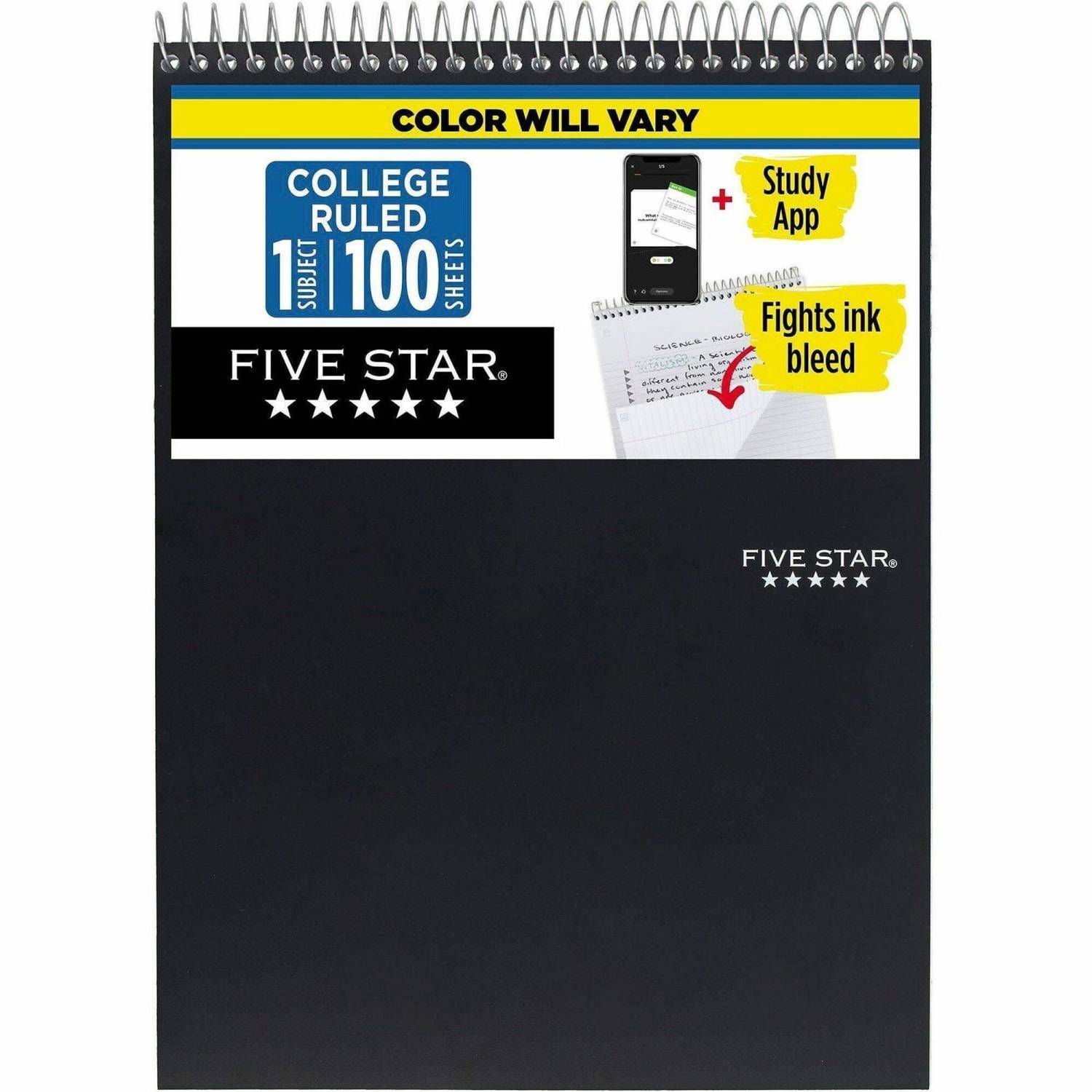 Five Star Notebook, 10in x 11 1/32in, 1 Subject, College Ruled, 100 Sheets, Assorted Colors (No Color Choice) - Image 3