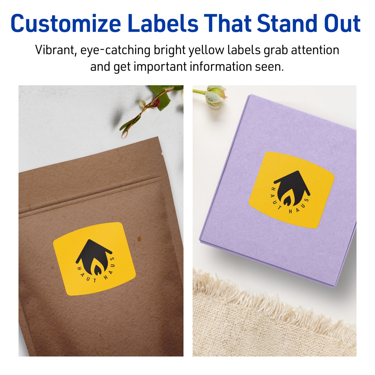 Avery Print-To-The-Edge Labels With Sure Feed Technology, 94124-BYP20, Arched Square, 2in x 2-3/16in, Matte Bright Yellow, Pack of 240 - Image 4