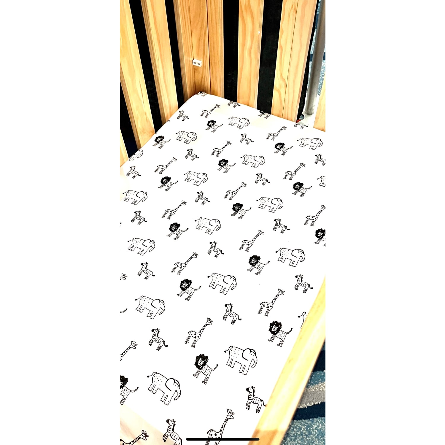 Coverplay Cotton Play Yard Sheets, 39in x 25in, Gray/Animal Pattern, Case Of 12 Sheets - Image 3