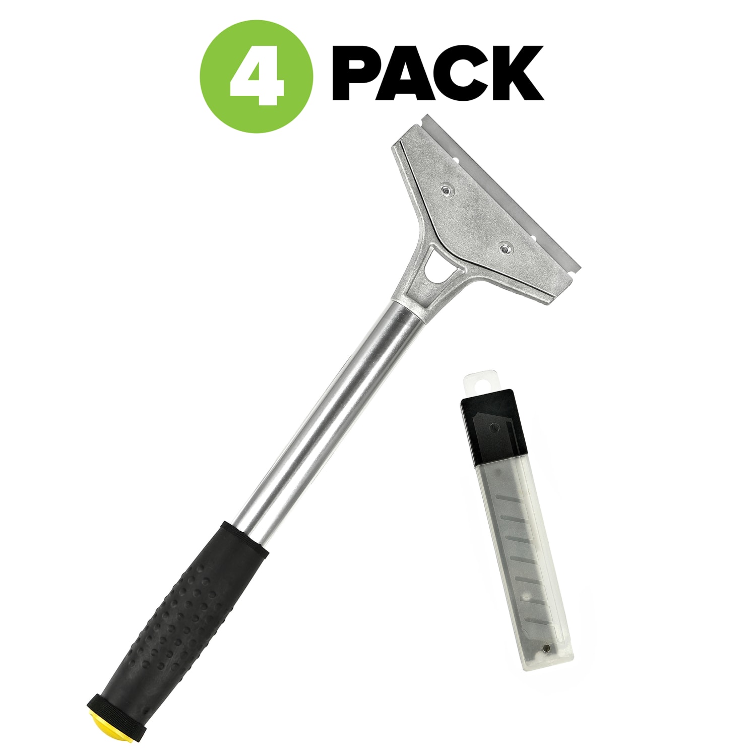 Alpine 4in Window Scrapers, Silver/Black, Pack Of 4 Scrapers - Image 3