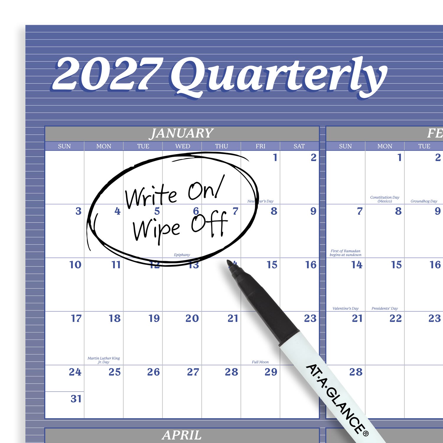 AT-A-GLANCE 2027 Vertical Horizontal Reversible Erasable Yearly Wall Calendar, Blue, Large, 24in x 36in - Image 6