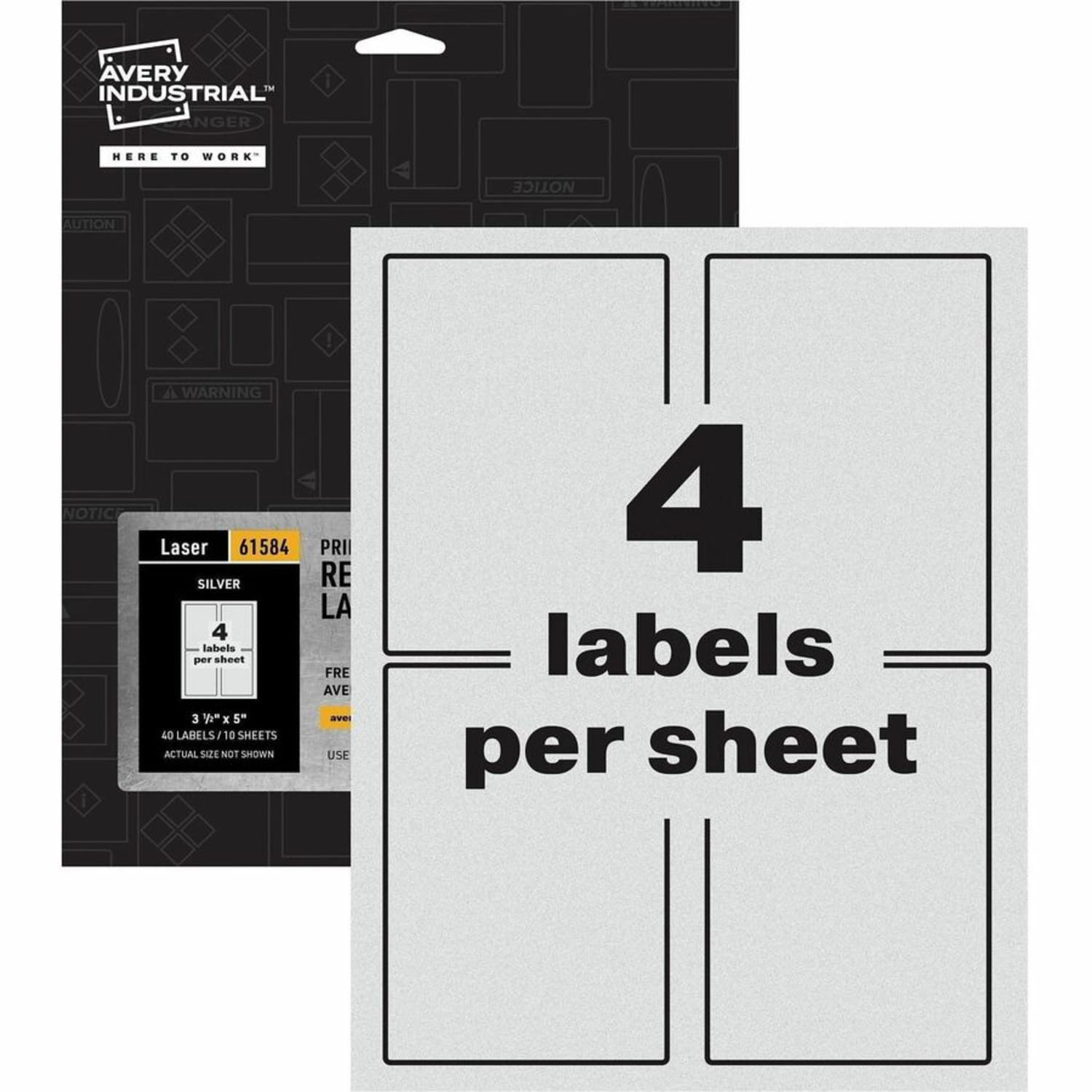 Avery Reflective Sign Labels - 3 1/2inx 5in - Permanent Adhesive - Rectangle - Laser - Silver - Film - 61584 - Image 5