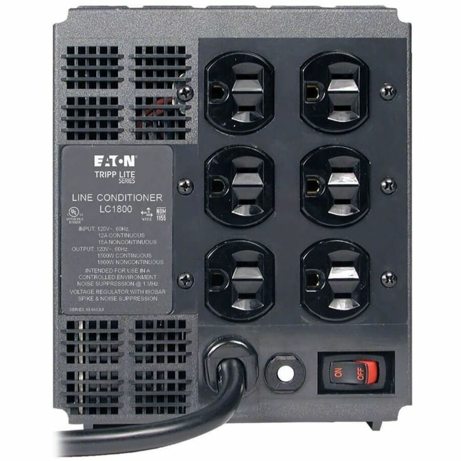 Eaton Tripp Lite Series 1800W Line Conditioner w/ AVR / Surge Protection 120V 15A 60Hz 6 Outlet 6ft Cord Power Conditioner - Line conditioner - AC 120 V - 1800 Watt - output connectors: 6 - Image 3