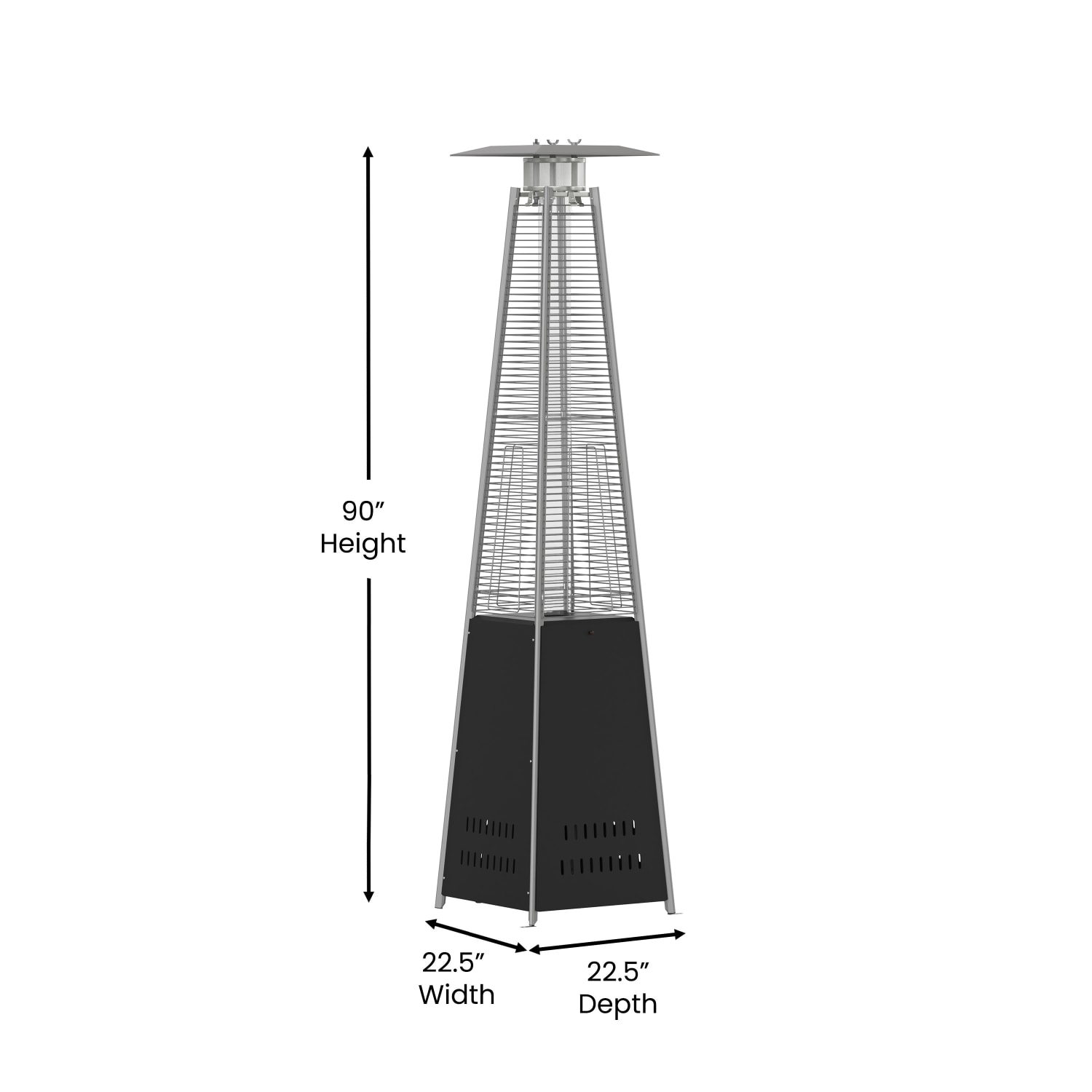 Flash Furniture Sol Patio Outdoor Propane Heater with Wheels, 90inH x 22-1/4inW x 22-1/4inD, Black - Image 6