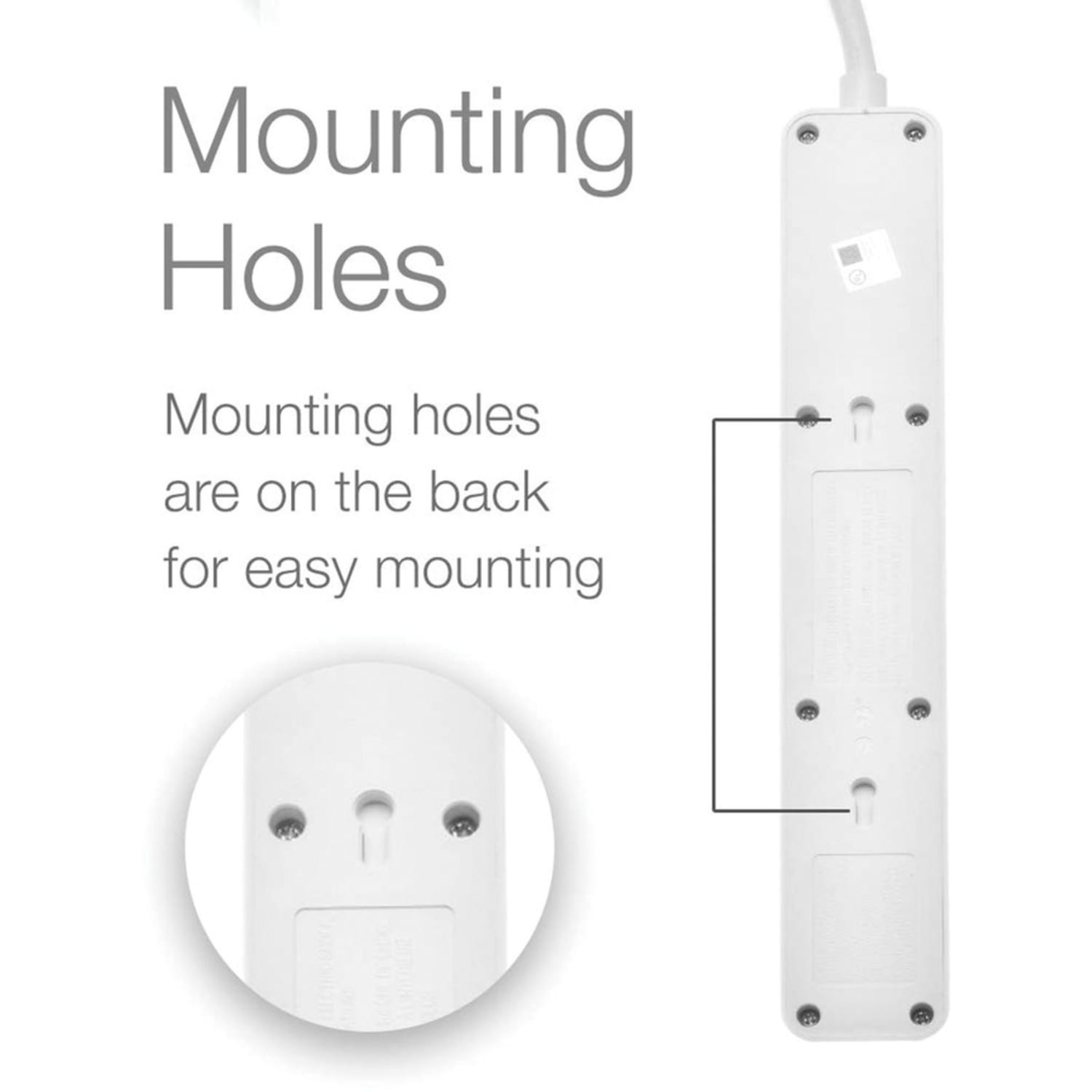 Digital Energy World 6-Outlet Surge Protector Power Strip with 25-Foot Cord (White) - 6 x AC Power - 1875 VA - 350 J - 120 V AC Input - 25 ft - Image 5