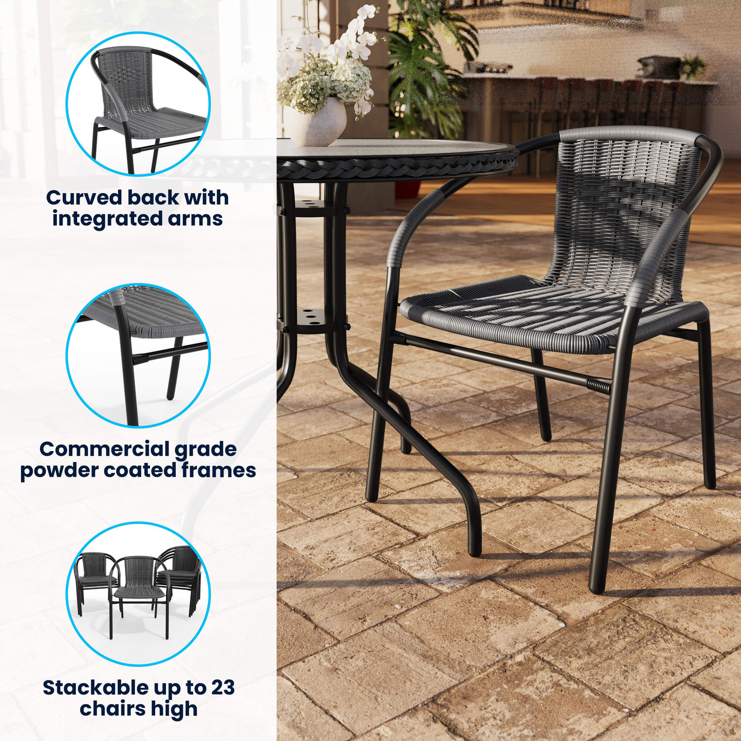 Flash Furniture Lila Restaurant Stack Chairs GrayBlack Pack Of 2 Chairs PopularChairscom Flash Furniture Lila Restaurant Stack Chairs GrayBlack Pack Of 2 Chairs PopularChairscom
