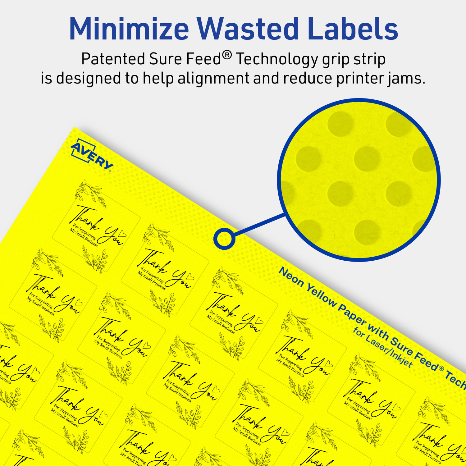 Avery Print-To-The-Edge Labels With Sure Feed Technology And Easy Peel Label Feature, 94103-NYP10, Square, 1in x 1in, Matte Neon Yellow, Pack of 480 - Image 5
