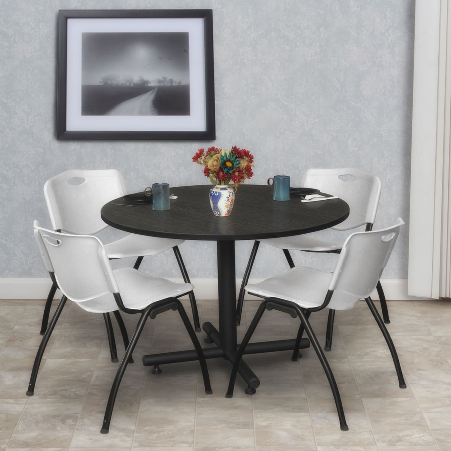Regency Kobe X-Base Round Breakroom Table, 29inH x 48inW x 48inD, Ash Gray - Image 3