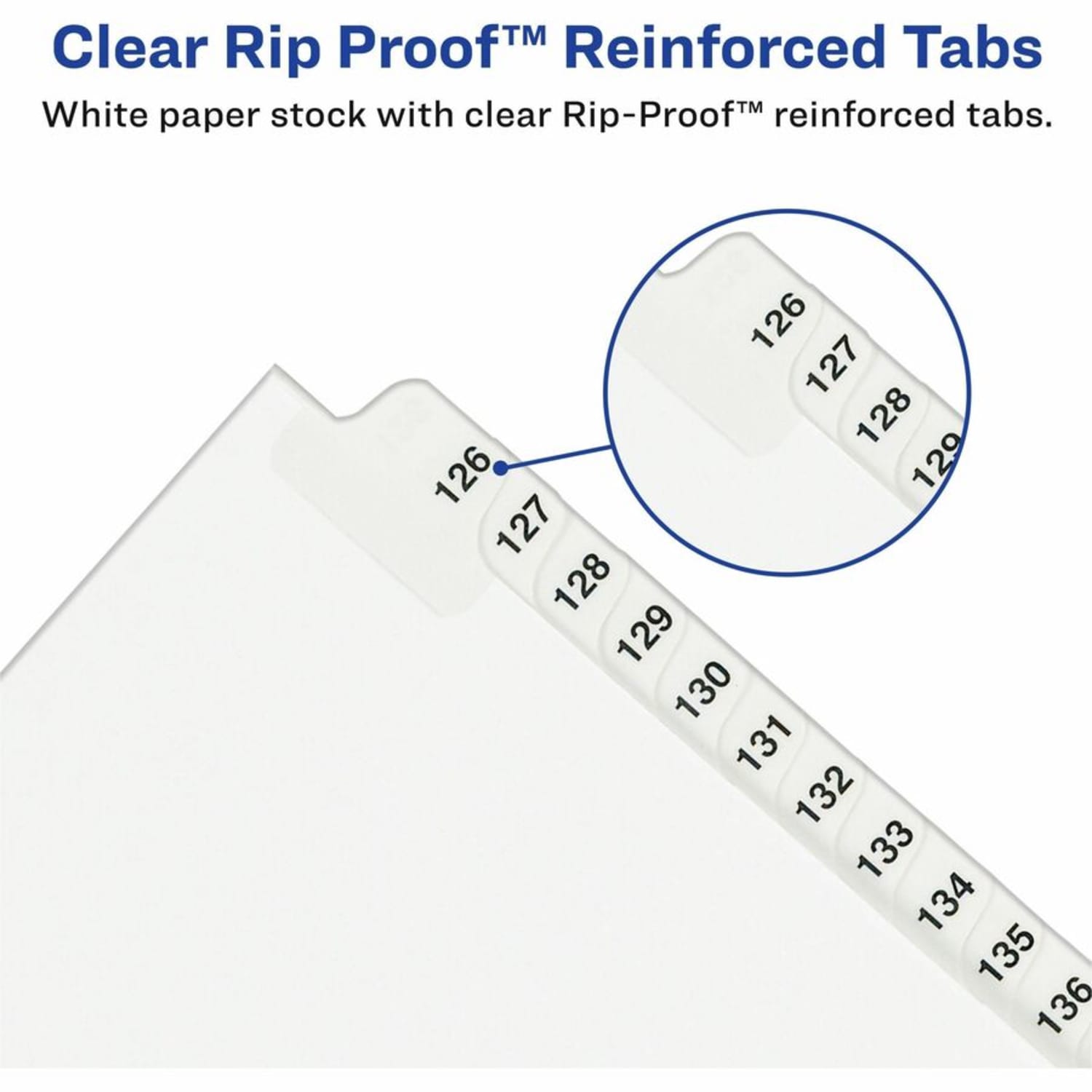 Avery Standard Unpunched Preprinted Reinforced Tab Dividers, 8.5in x11in, 20% Post-Consumer Material, White, Tabs Printed 101-125, Pack of 25 - Image 4