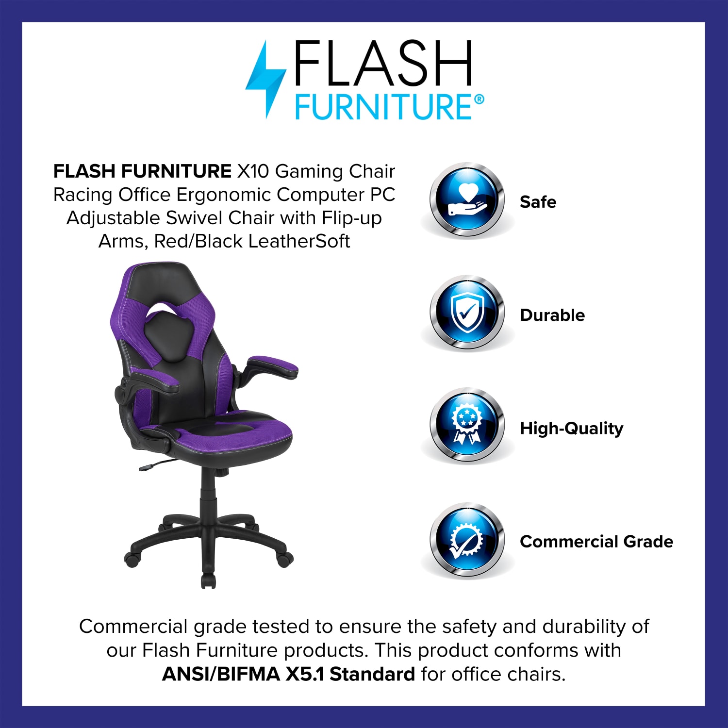 Flash Furniture X10 Ergonomic LeatherSoft HighBack Racing Gaming Chair PurpleBlack PopularChairscom Flash Furniture X10 Ergonomic LeatherSoft High Back Racing Gaming Chair PurpleBlack PopularChairscom