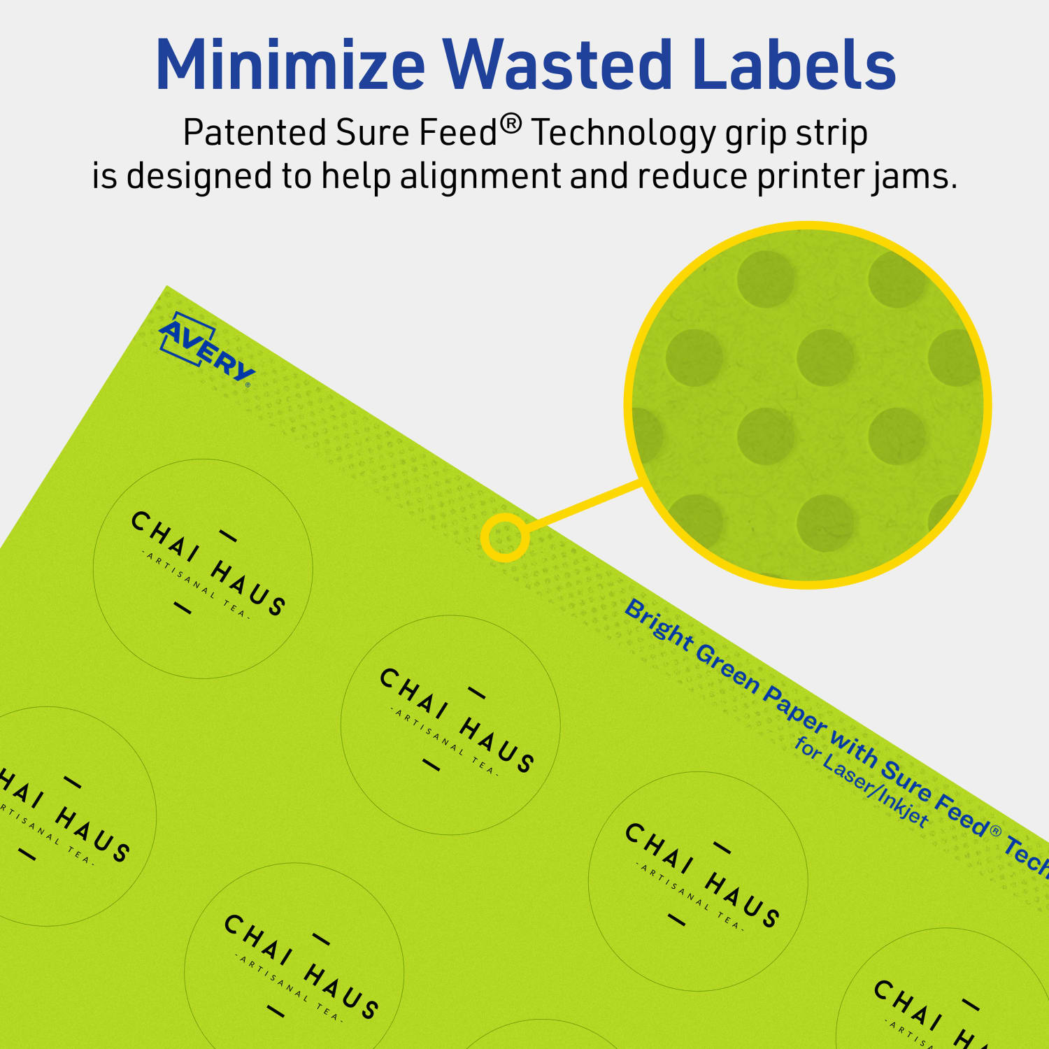 Avery Print-To-The-Edge Labels With Sure Feed Technology And Easy Peel Label Feature, 94506-BGP20, Round, 1-1/2in, Matte Bright Green, Pack of 400 - Image 5