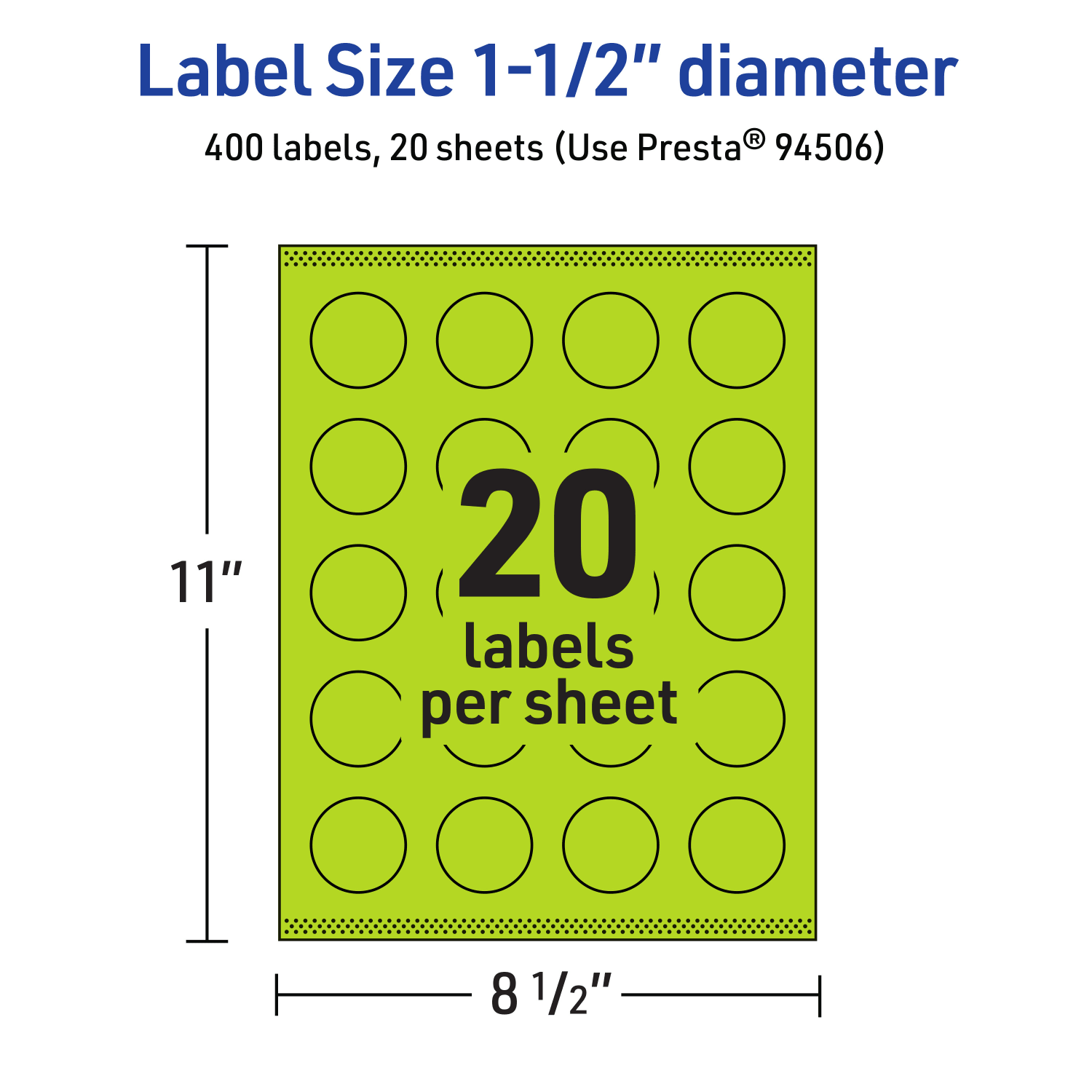 Avery Print-To-The-Edge Labels With Sure Feed Technology And Easy Peel Label Feature, 94506-BGP20, Round, 1-1/2in, Matte Bright Green, Pack of 400 - Image 6