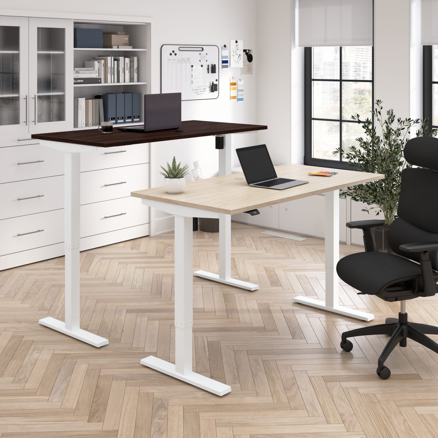 Move 40 Series by Bush Business Furniture 72inW Electric Height-Adjustable Standing Desk, Natural Elm/Black - Image 4
