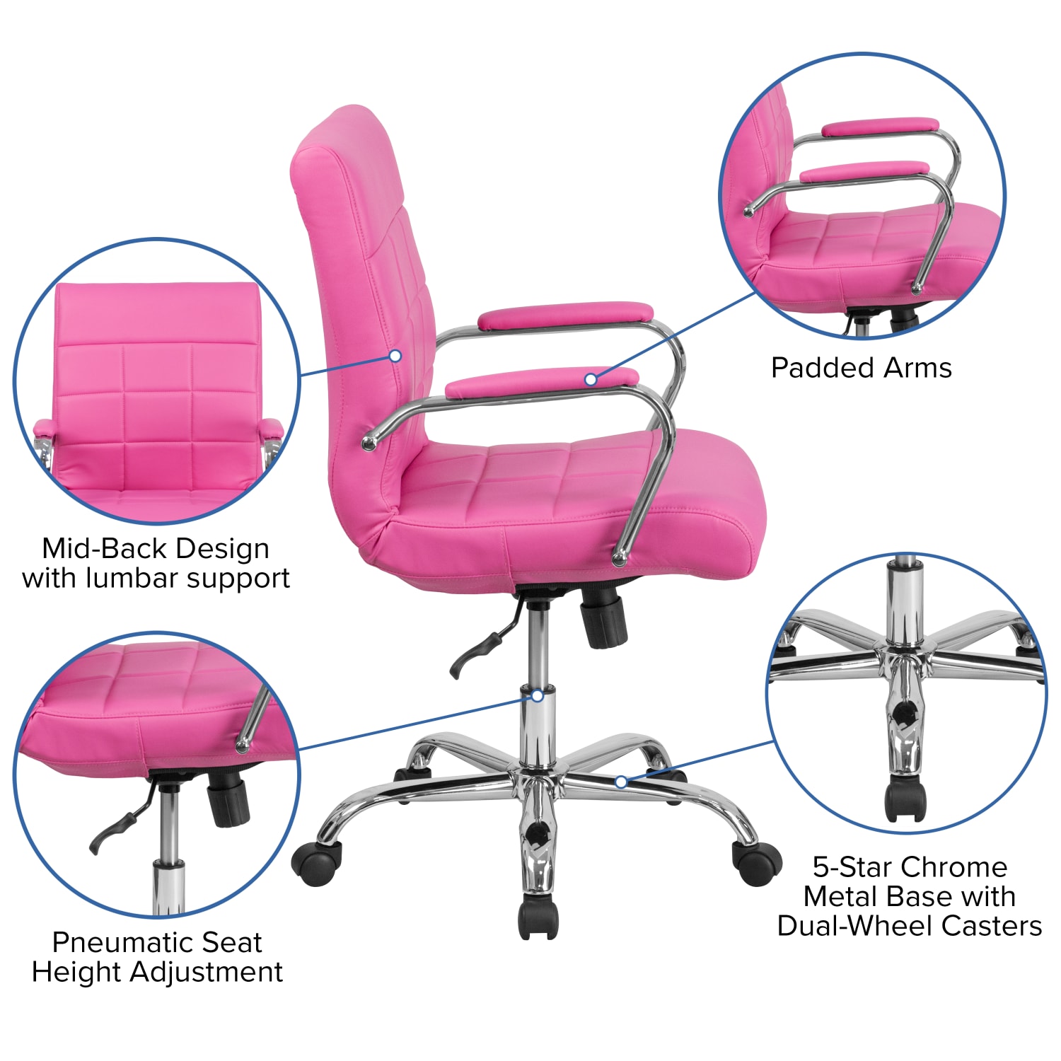 Flash Furniture Vinyl MidBack Executive Office Chair Pink PopularChairscom Flash Furniture Vinyl Mid Back Executive Office Chair Pink PopularChairscom