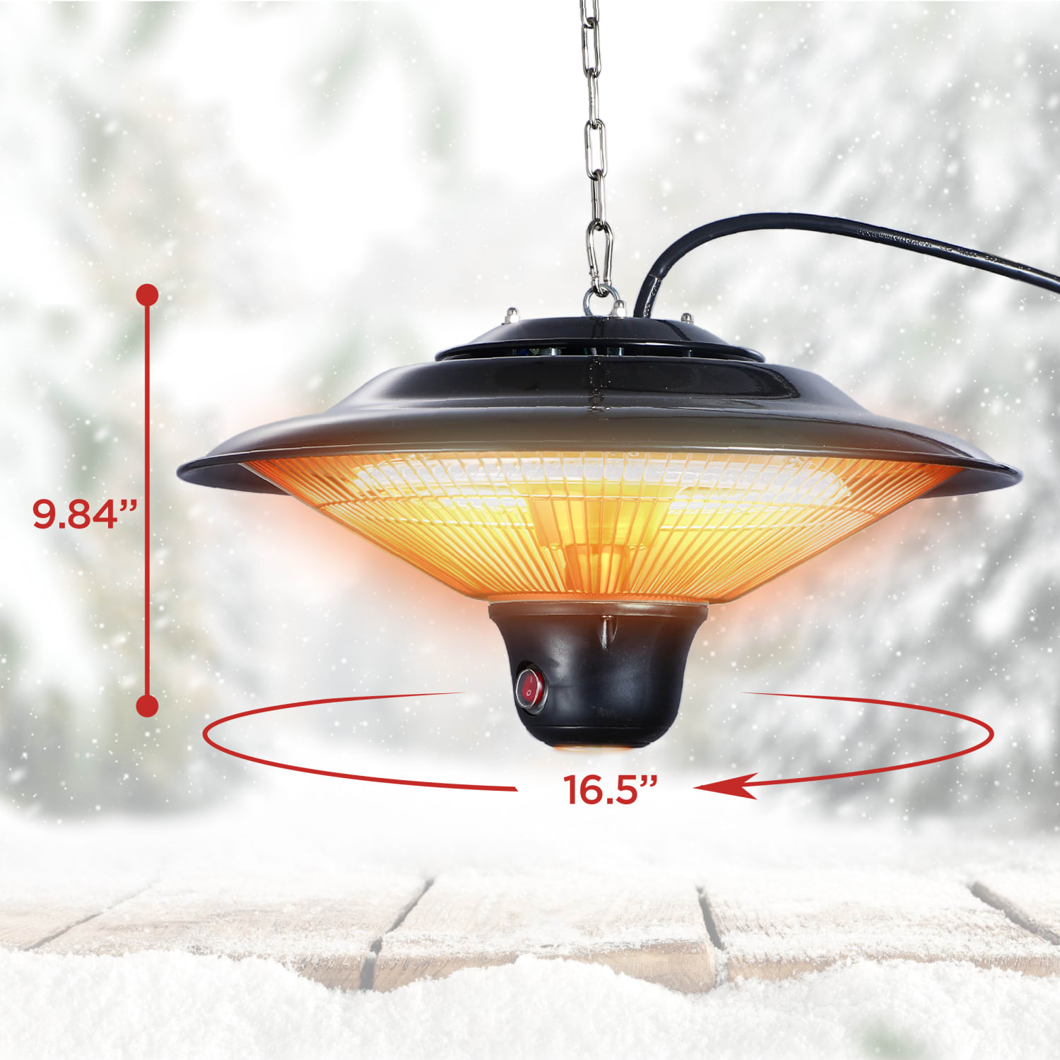 Black+Decker 1500-Watt Outdoor Ceiling-Mounted Electric Patio Heater, 56 Sq. Ft. Coverage, Black - Image 4