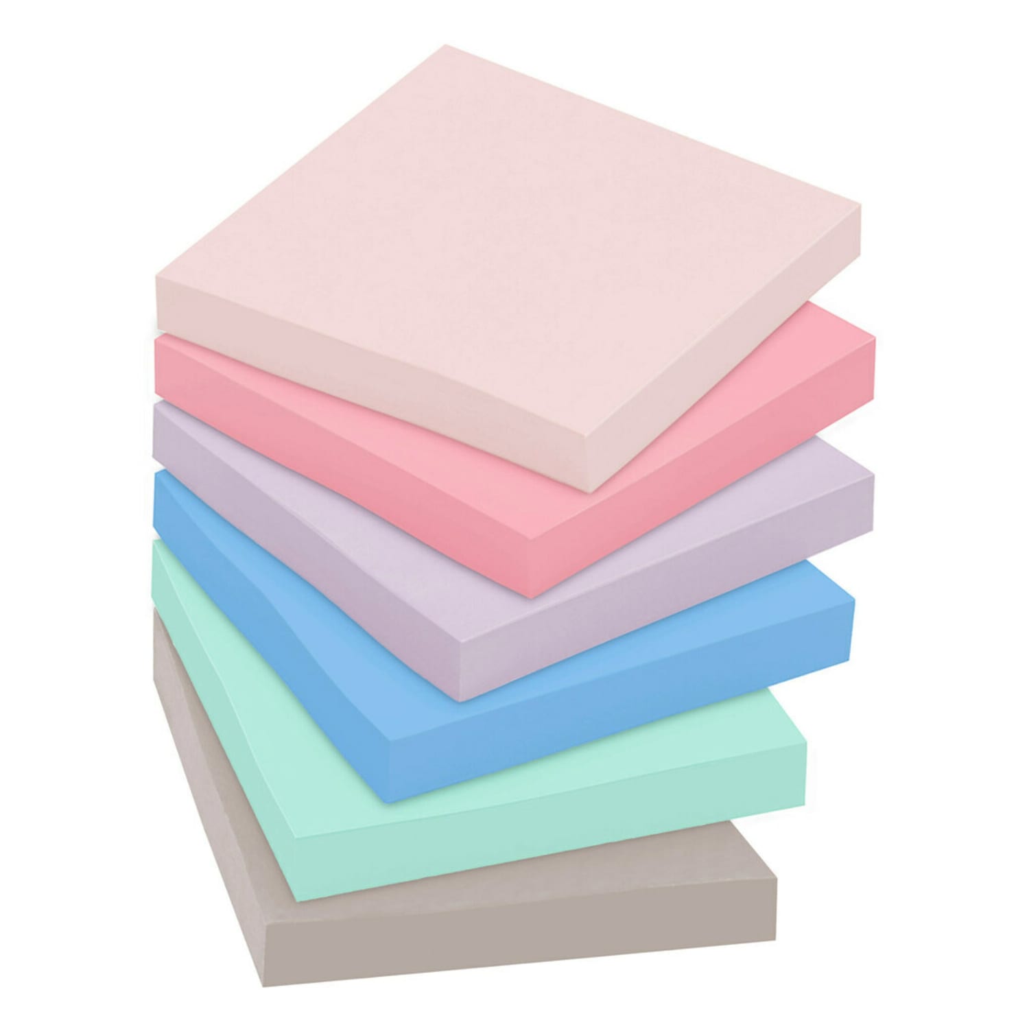 Post-it Recycled Super Sticky Notes, 3 in x 3 in, 12 Pads, 90 Sheets/Pad, 2x the Sticking Power, Wanderlust Pastels Collection, 30% Recycled - Image 3