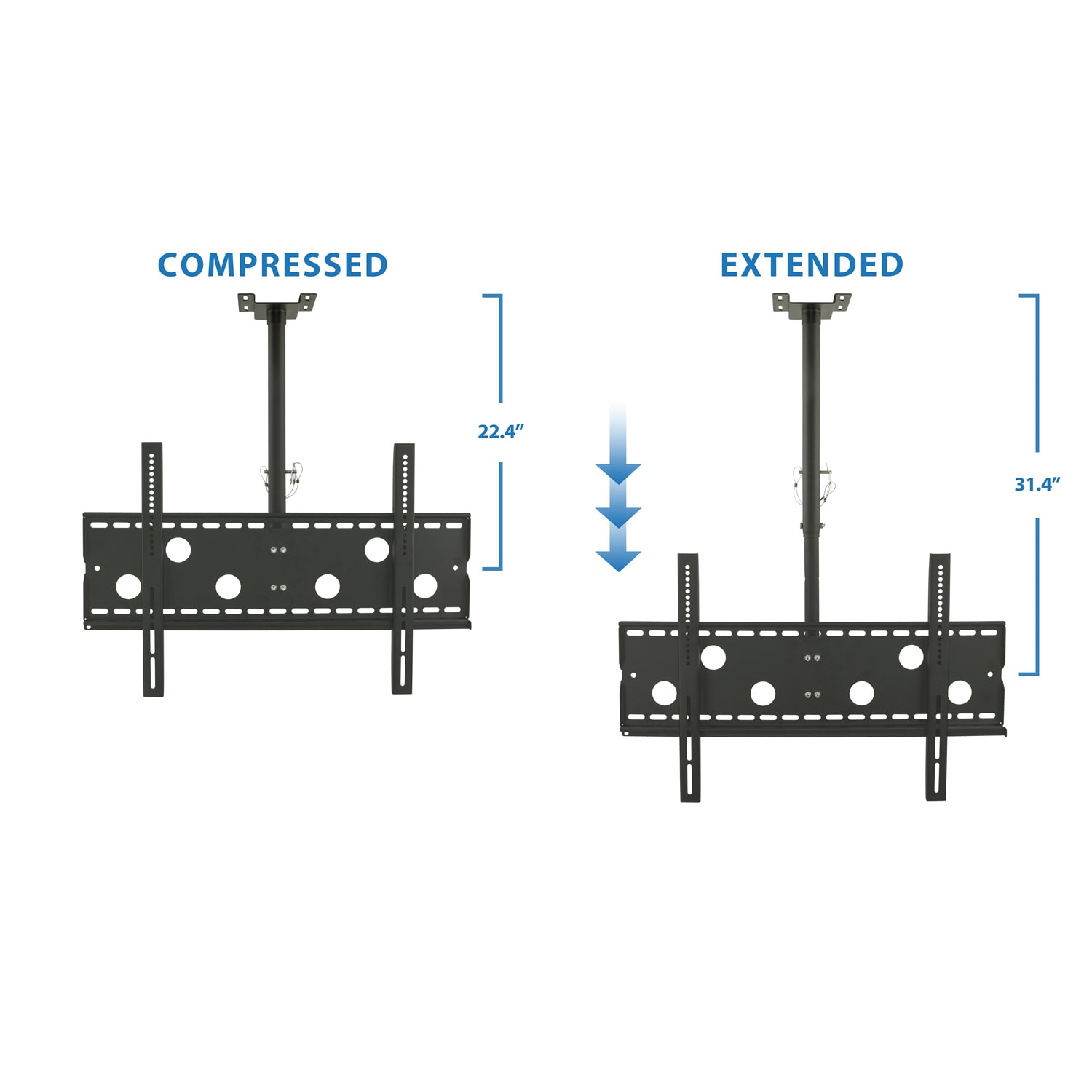 Mount-It! MI-501B Full-Motion TV Ceiling Mount For Screens 32 - 70in, 42inH x 32inW x 2-1/2inD, Black - Image 4