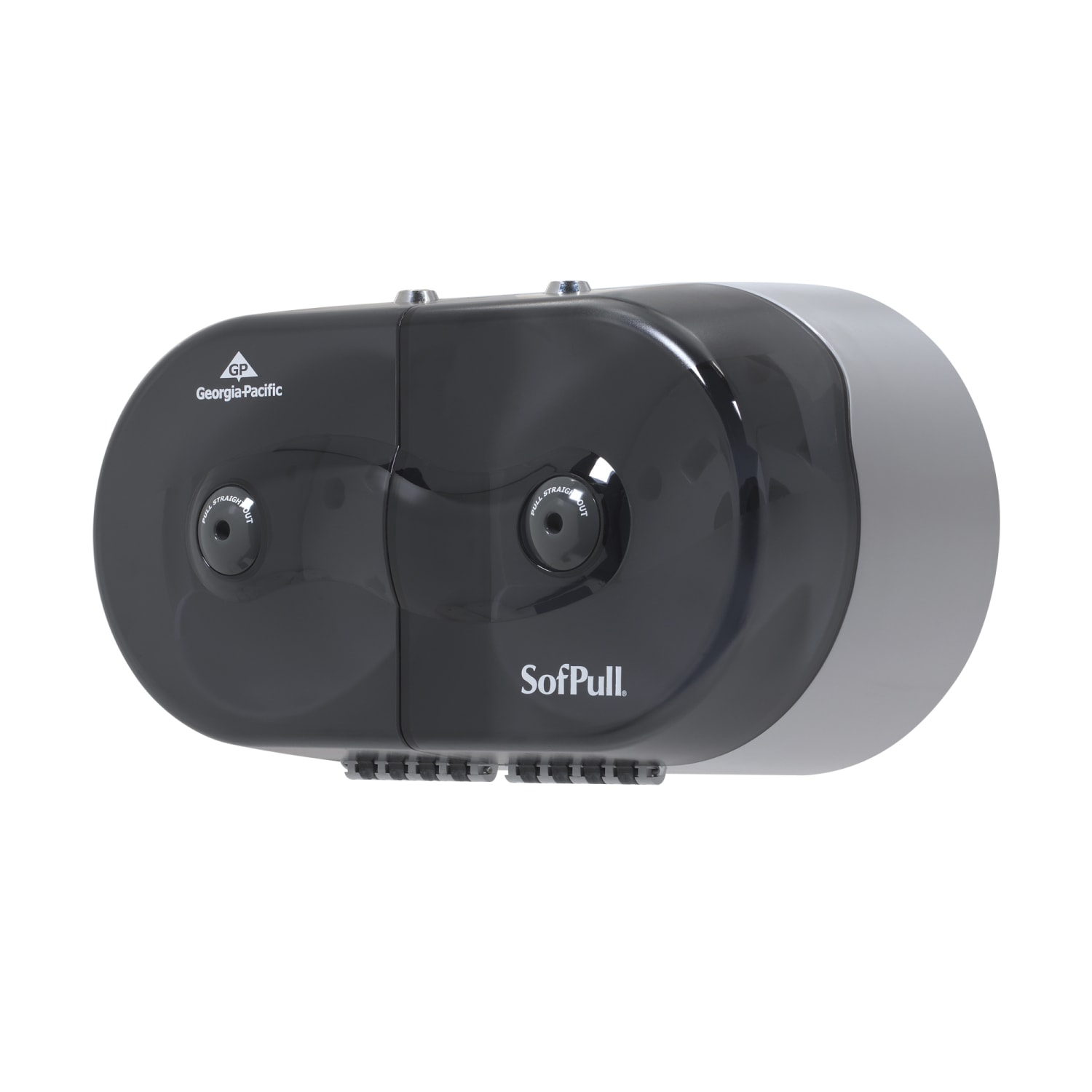 SofPull Mini by GP PRO, 2-Roll Centerpull High-Capacity Toilet Paper Dispenesr, 56516, 16.1in x 7in x 9in, Smoke Gray, 1 Dispenser - Image 3
