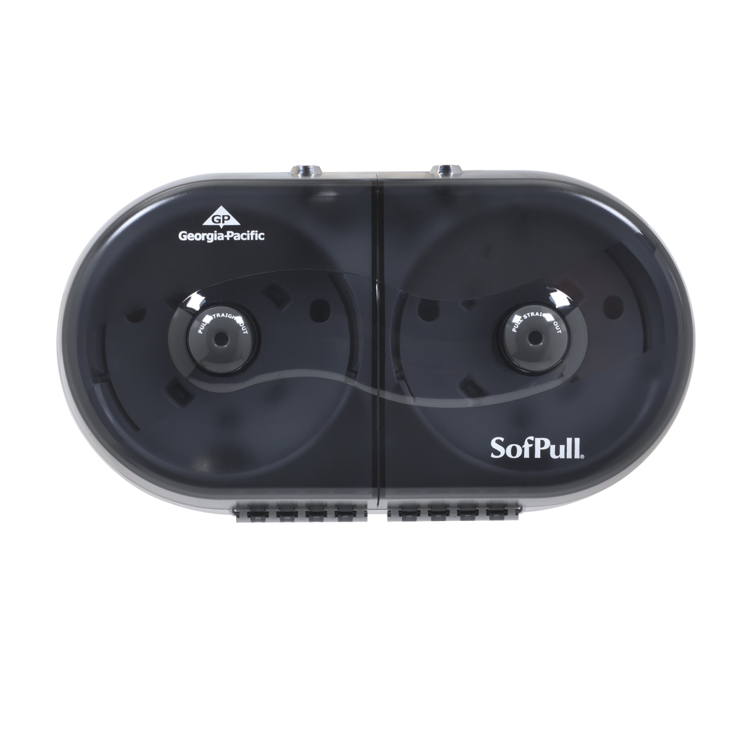 SofPull Mini by GP PRO, 2-Roll Centerpull High-Capacity Toilet Paper Dispenesr, 56516, 16.1in x 7in x 9in, Smoke Gray, 1 Dispenser - Image 4