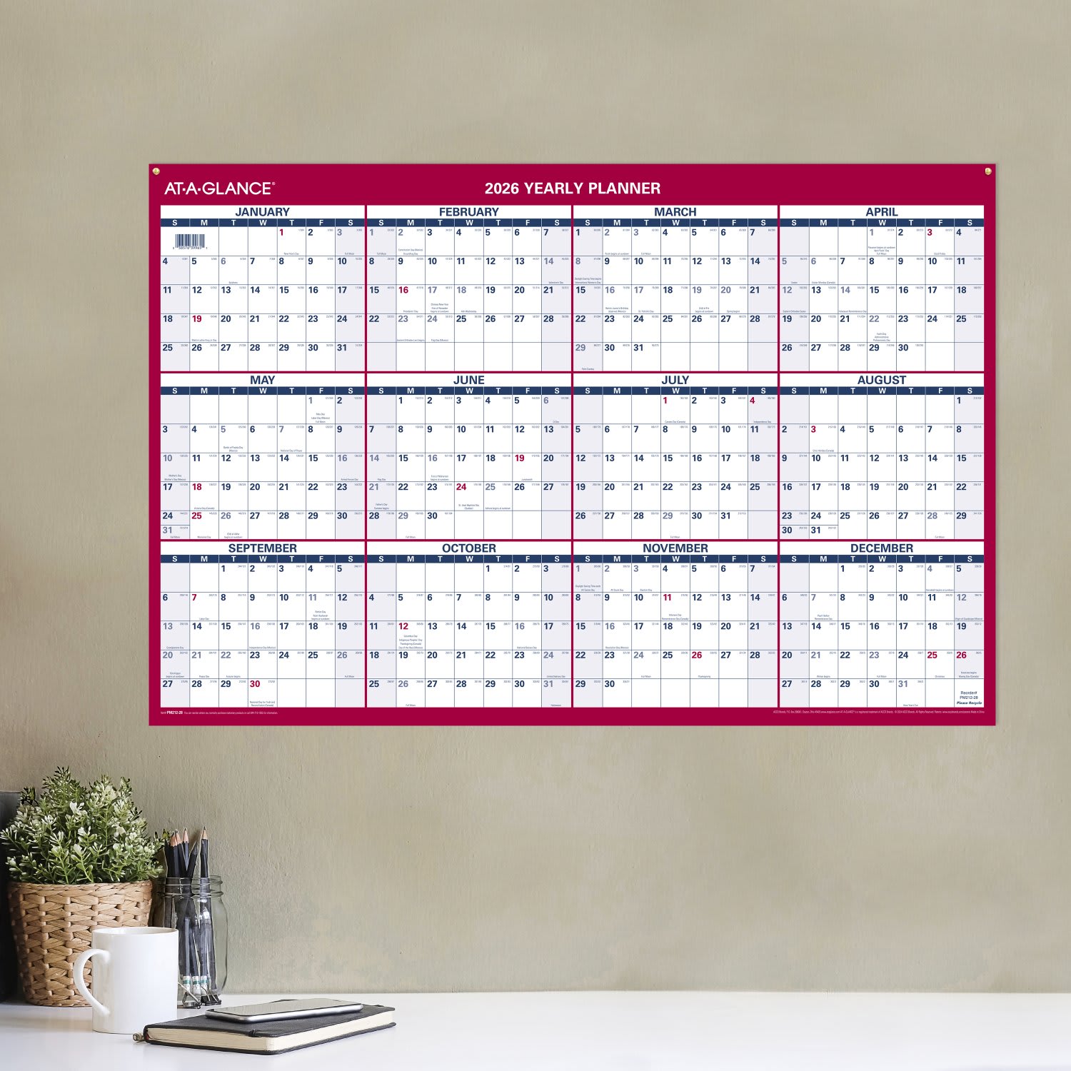 AT-A-GLANCE 2026 Vertical Horizontal Reversible Yearly Wall Calendar, Large, 24in x 36in - Image 4