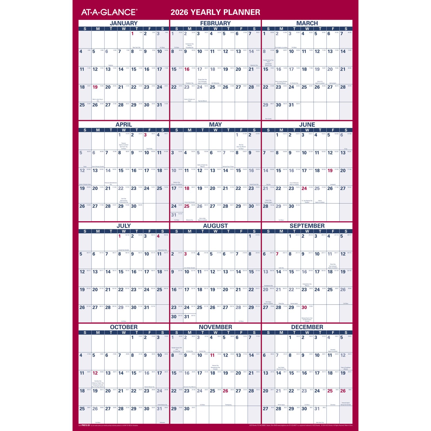 AT-A-GLANCE 2026 Vertical Horizontal Reversible Yearly Wall Calendar, Large, 24in x 36in - Image 6