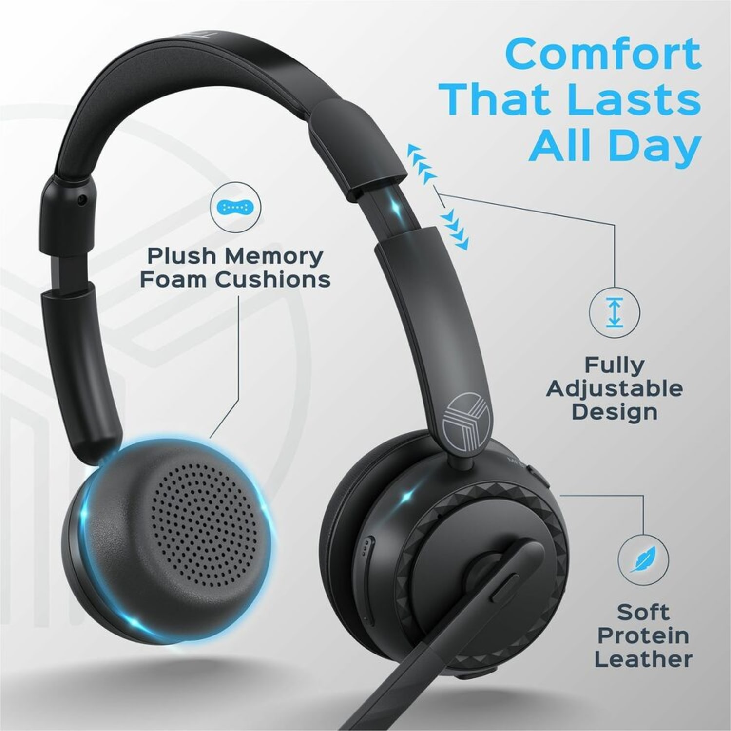TREBLAB C7-Pro Wireless Bluetooth Headset, 45H Playtime, Bluetooth 5.3, 40mm Drivers, Type-C Fast Charging, IPX4 Waterproof - C7PRO - Image 5