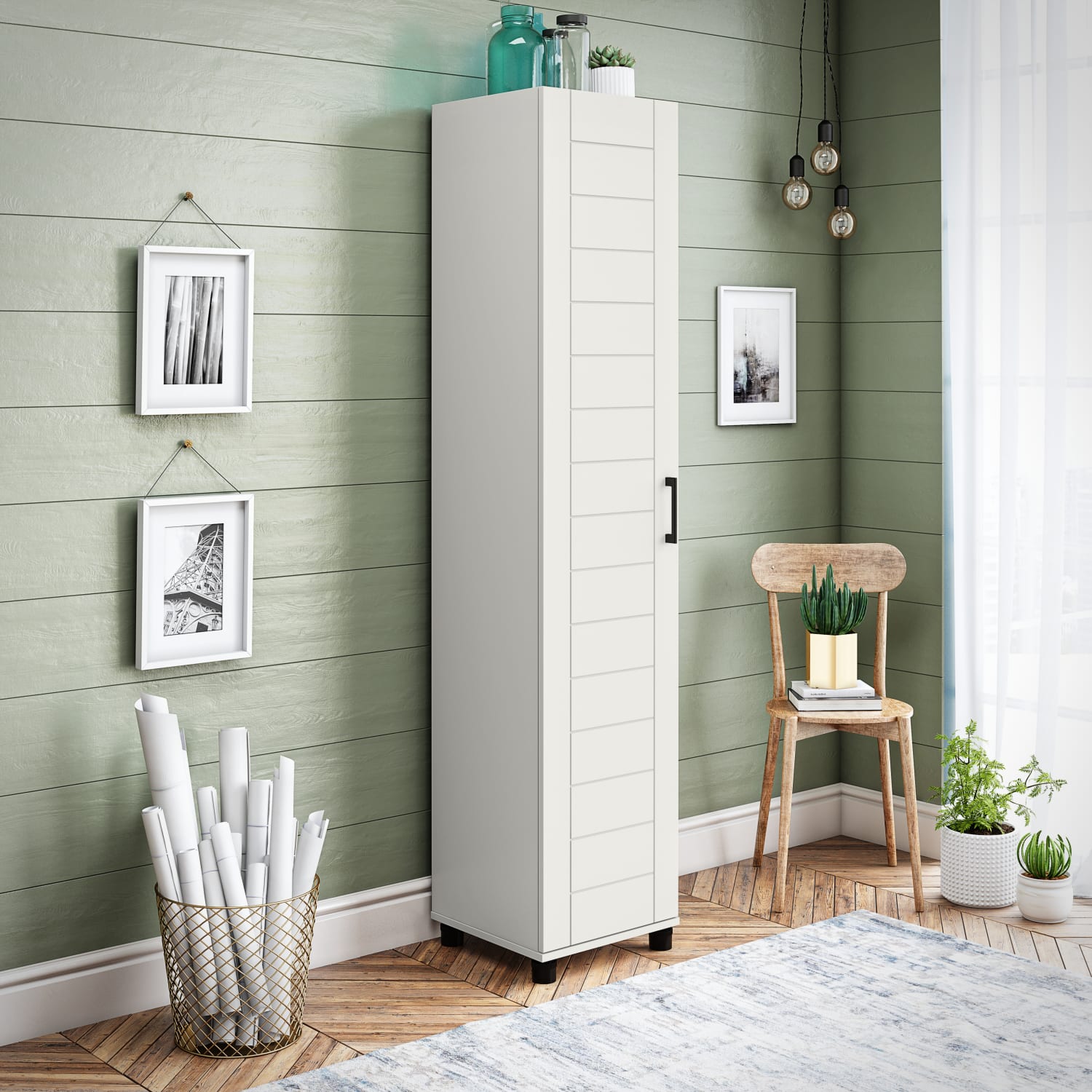 Ameriwood Home Systembuild Evolution Loxley 16inW 1-Door Shiplap Cabinet, White - Image 3