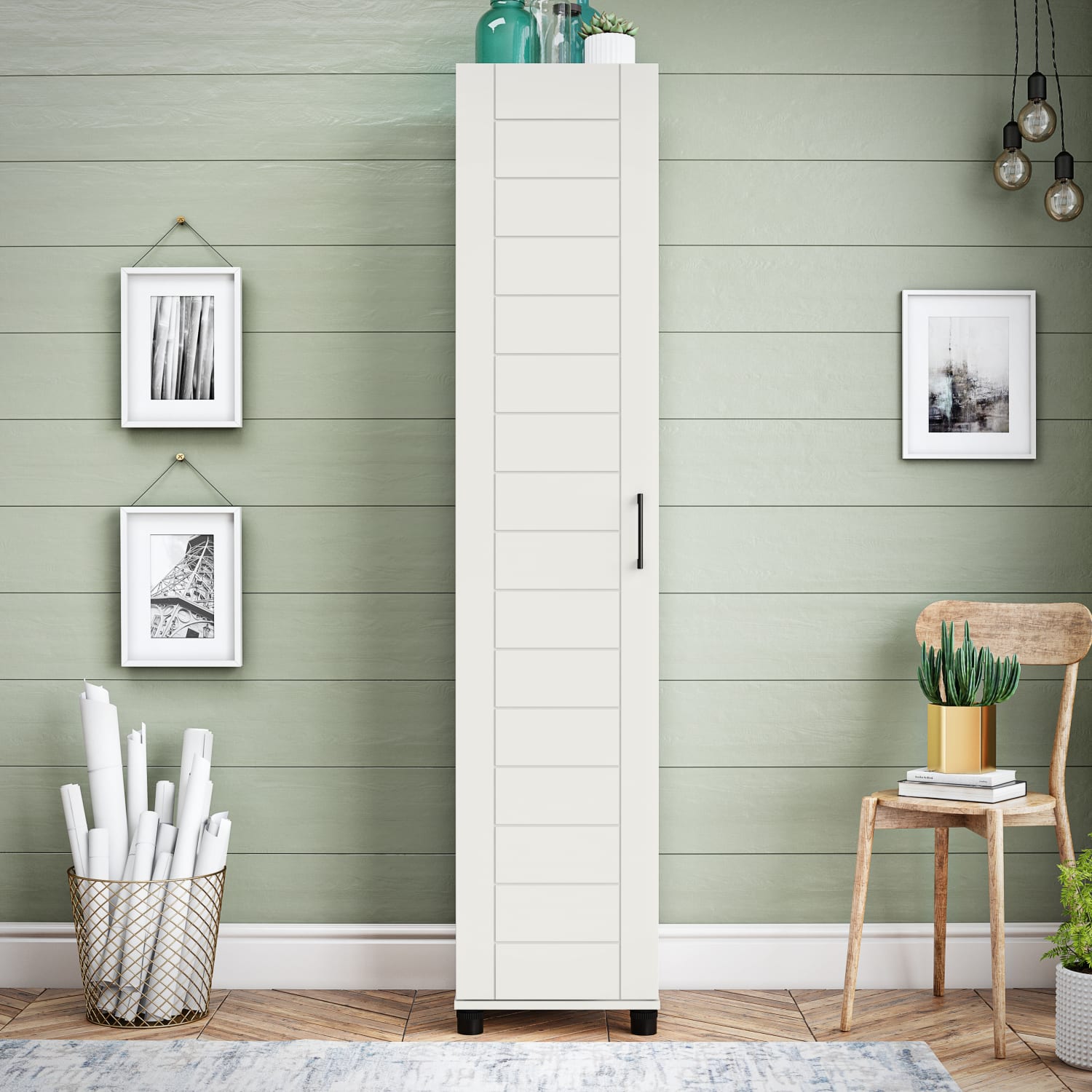 Ameriwood Home Systembuild Evolution Loxley 16inW 1-Door Shiplap Cabinet, White - Image 4