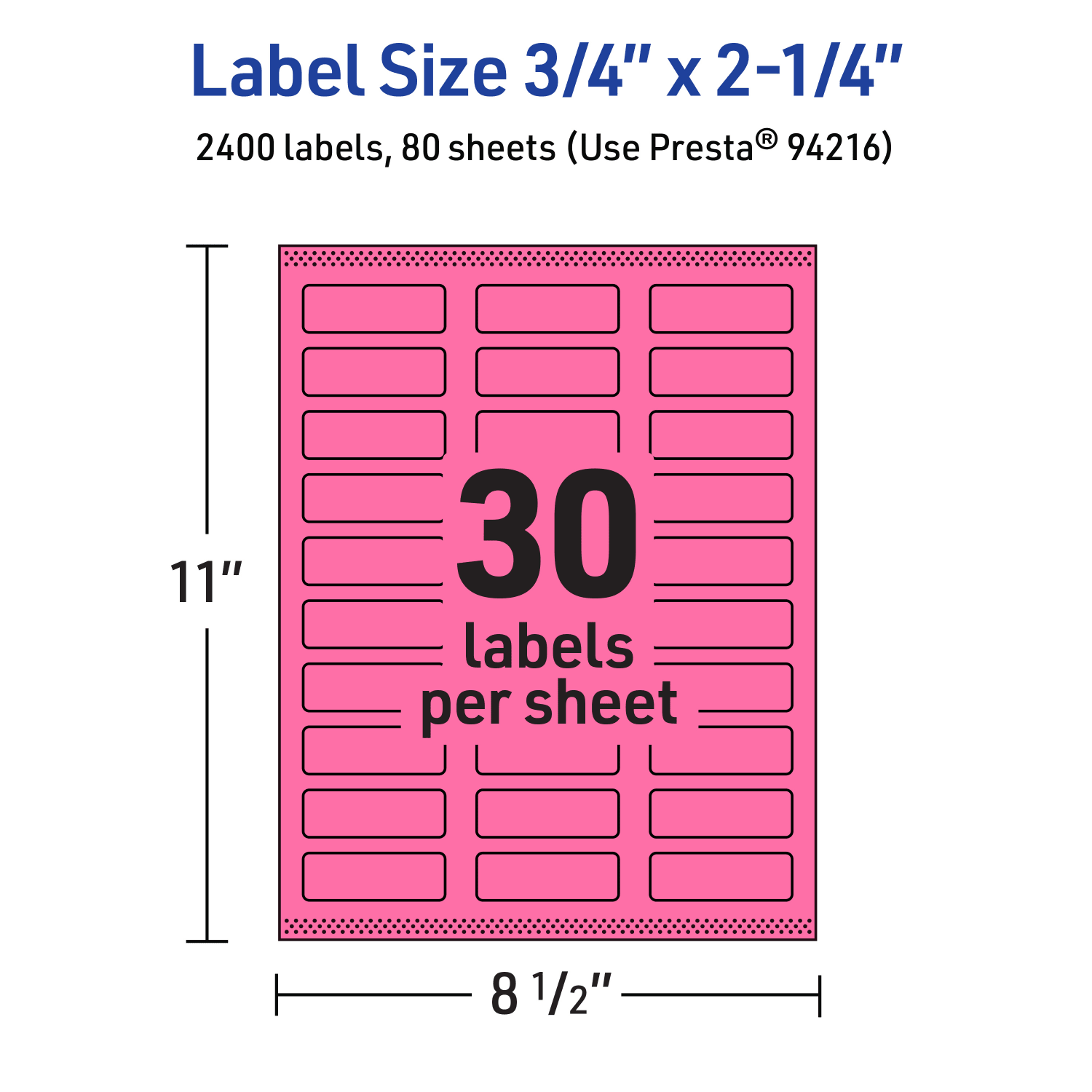Avery Print-To-The-Edge Labels With Sure Feed Technology And Easy Peel, 94216-BPP80, Rectangle, 3/4in x 2-1/4in, Matte Bright Pink, Pack of 2400 - Image 6