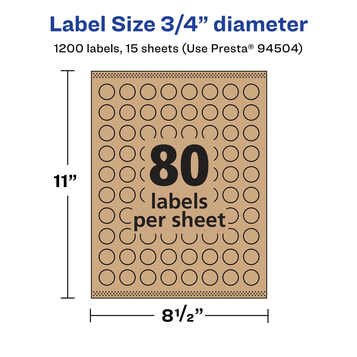 Avery Kraft Permanent Labels With Sure Feed, 94504-KMP15, Round, 3/4in Diameter, Brown, Pack Of 1,200 - Image 6