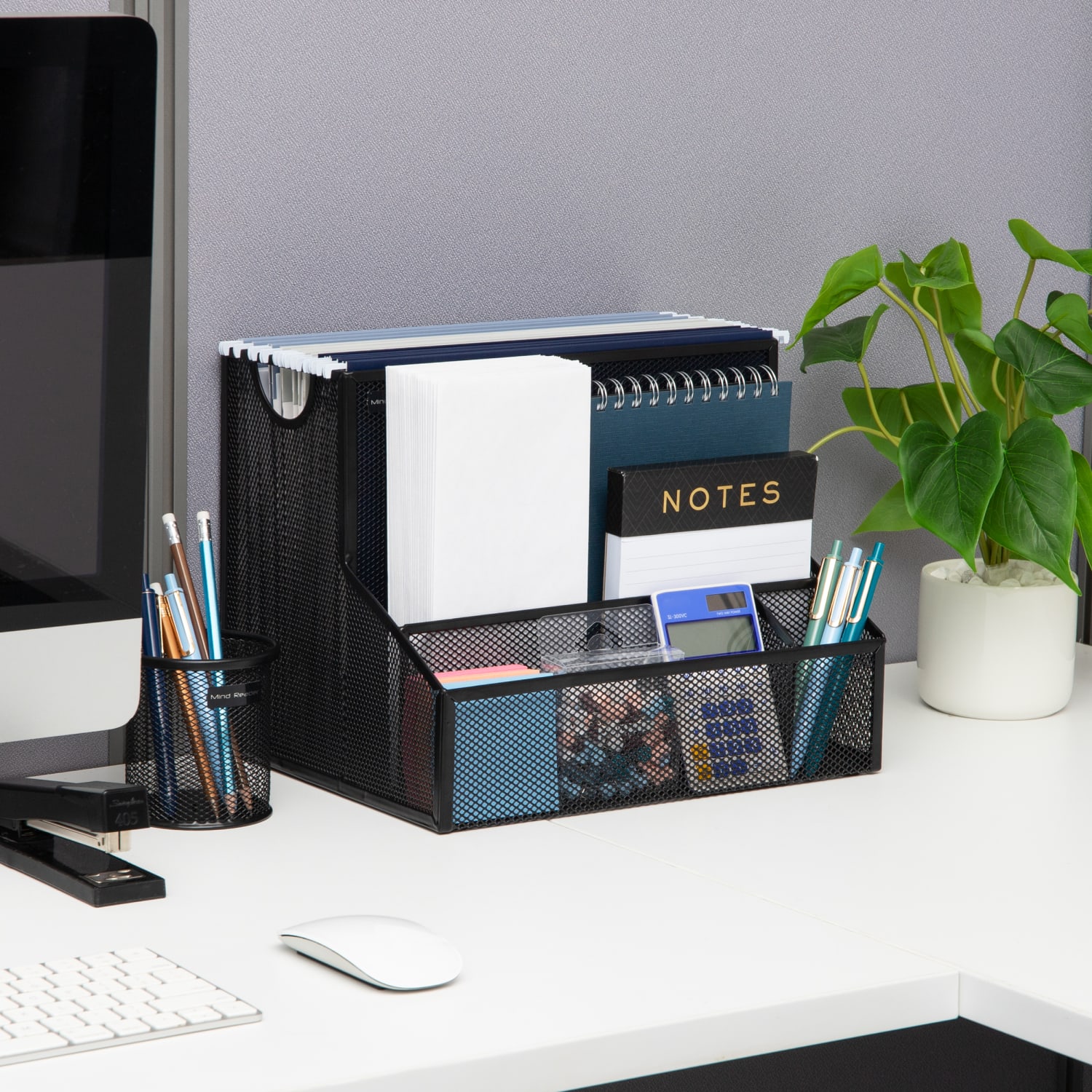 Mind Reader Desktop Organizer Vertical File Storage, 9-1/2inH x 9-1/2inW x 12-243/20 D, Black - Image 3