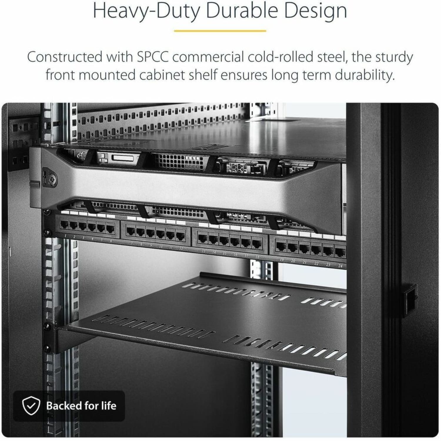 StarTech.com 1U Server Rack Cabinet Shelf - Fixed 16in Deep Cantilever Rackmount Tray  - CABSHELF116V2PK - Image 5