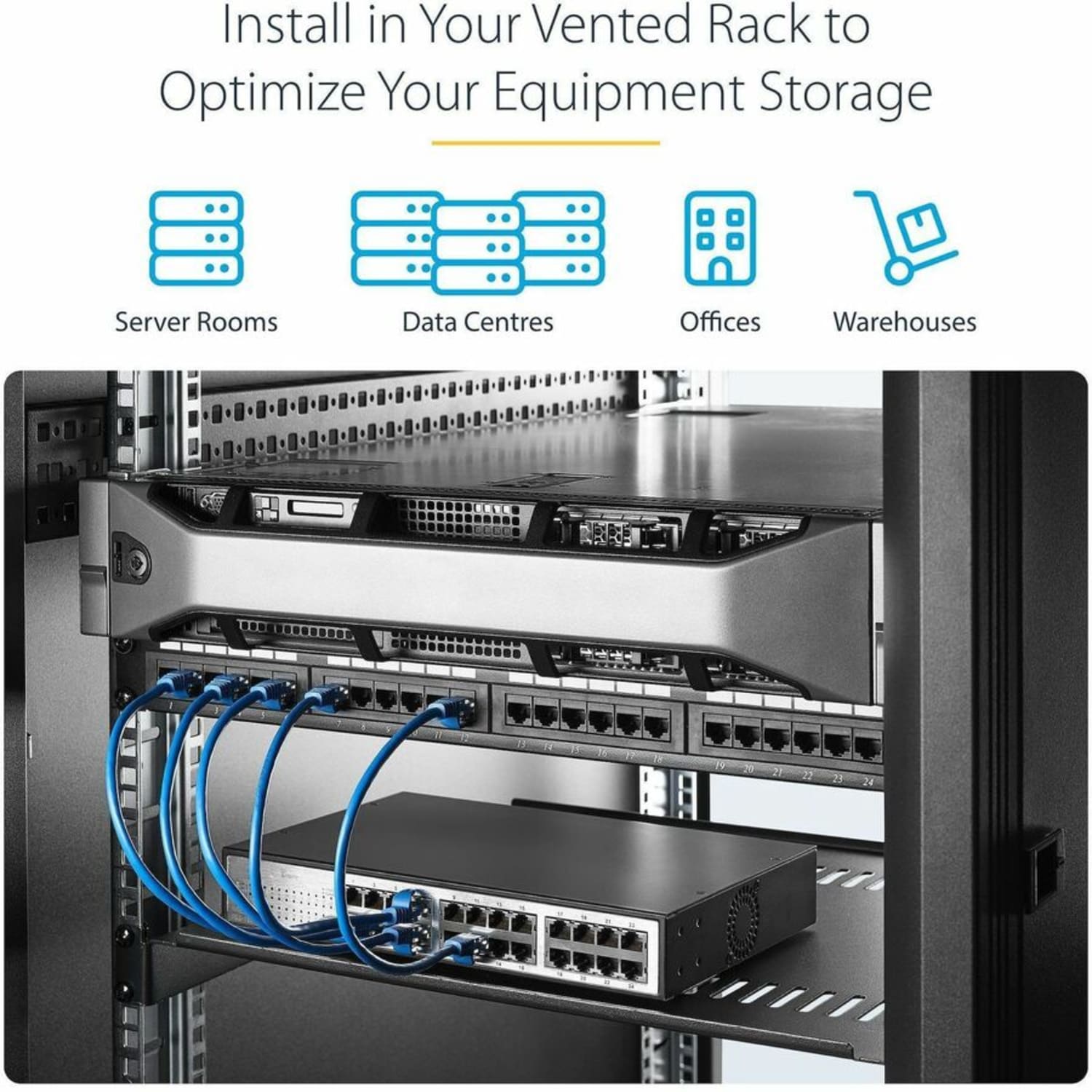 StarTech.com 1U Server Rack Cabinet Shelf - Fixed 16in Deep Cantilever Rackmount Tray  - CABSHELF116V2PK - Image 6