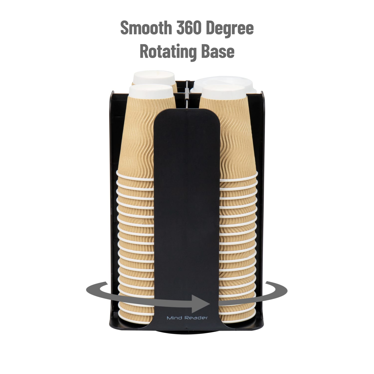 Mind Reader 4-Compartment Coffee Cup and Lid Carousel, Countertop Organizer, 7-3/4in L x 7-3/4in W x 11-1/2in H, Black - Image 5