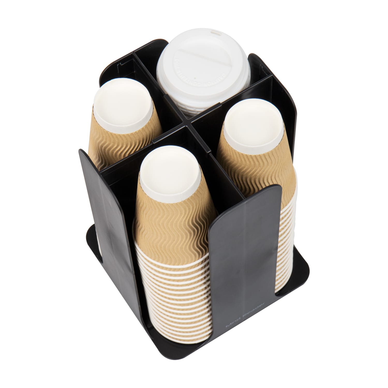 Mind Reader 4-Compartment Coffee Cup and Lid Carousel, Countertop Organizer, 7-3/4in L x 7-3/4in W x 11-1/2in H, Black - Image 6