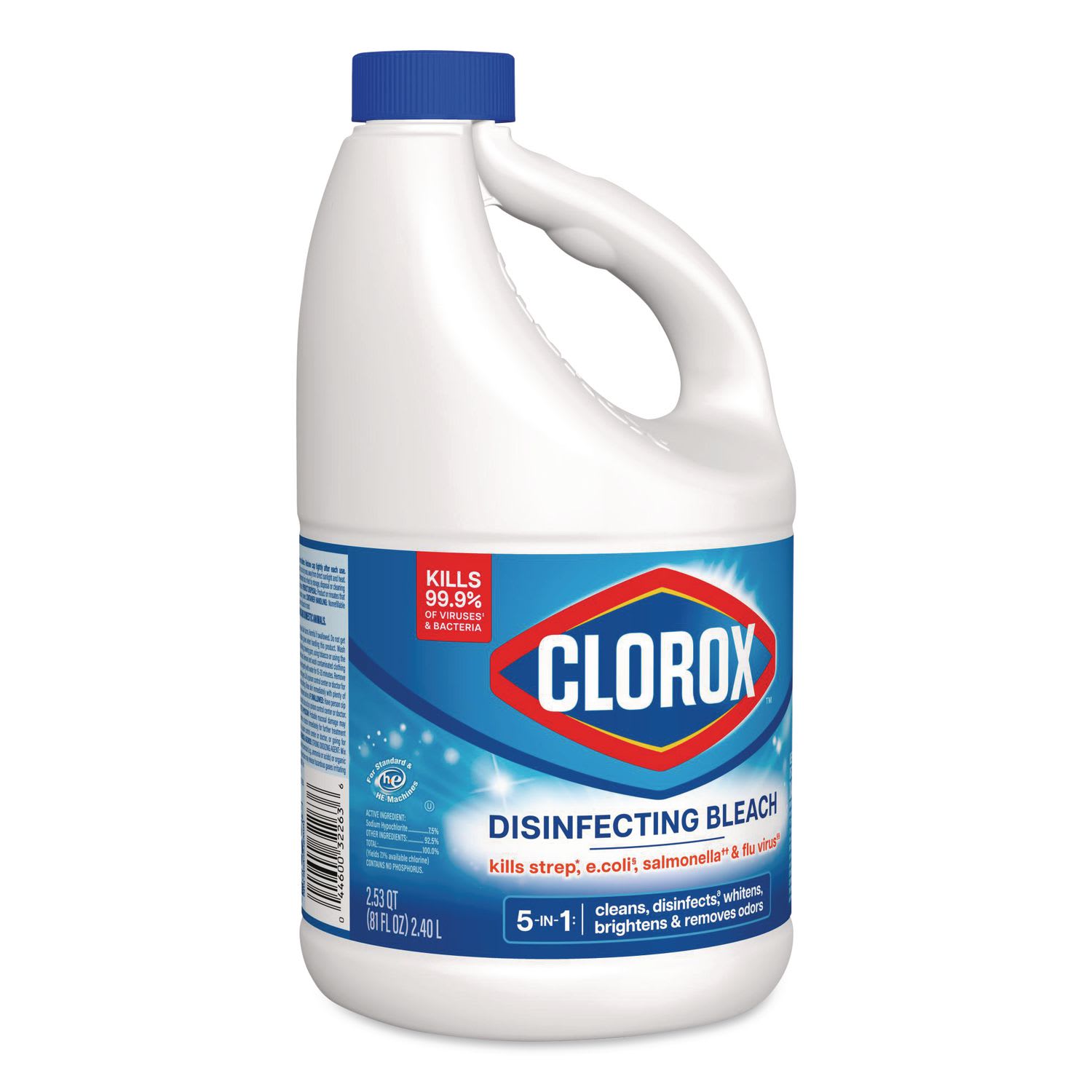 Clorox Concentrated Regular Disinfecting Bleach, 81 oz Bottle, 6/Carton - Image 3