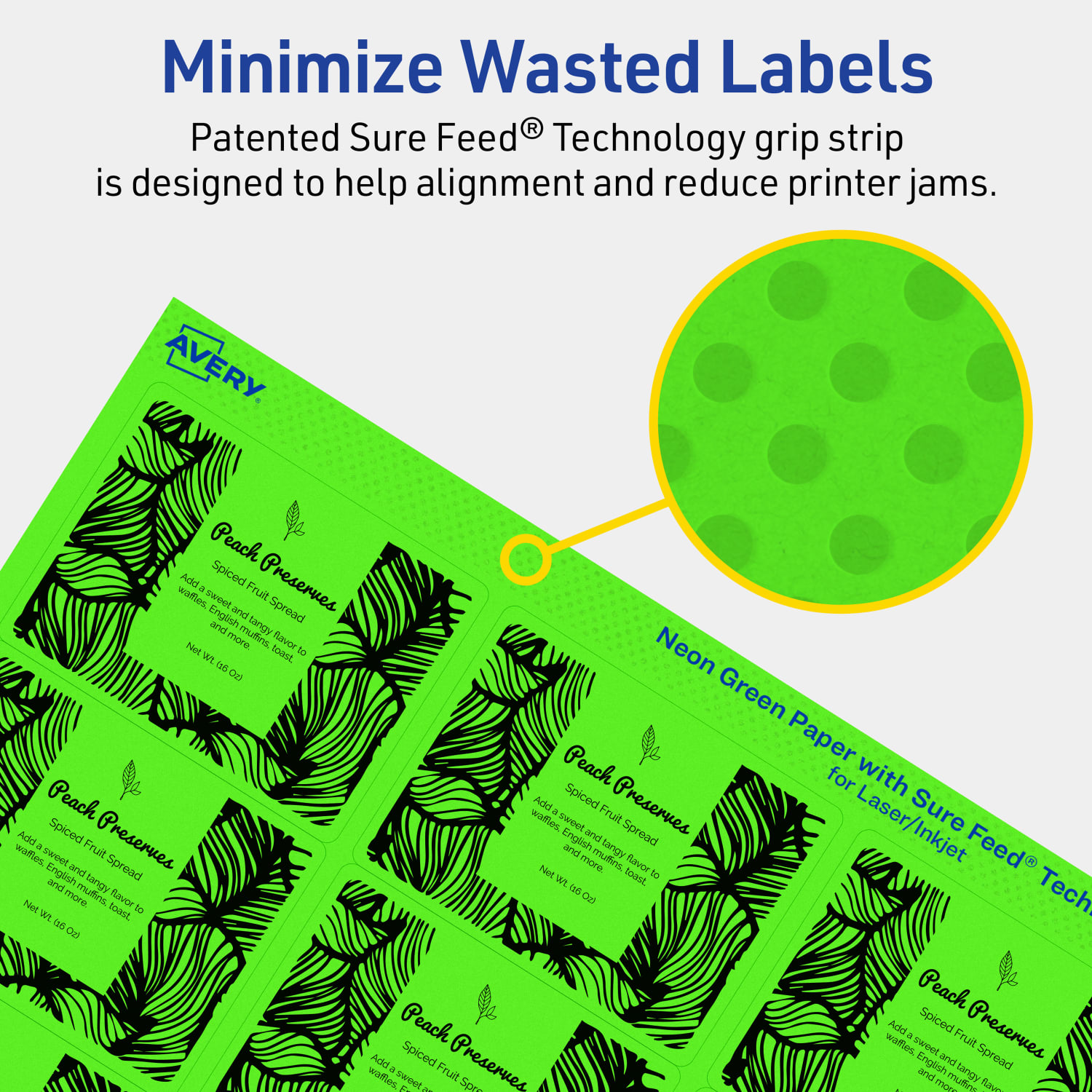 Avery Printable Labels With Sure Feed Technology, 94235-NGP40, Rectangle, 2in x 2-5/8in, Matte Neon Green, Pack of 600 - Image 5