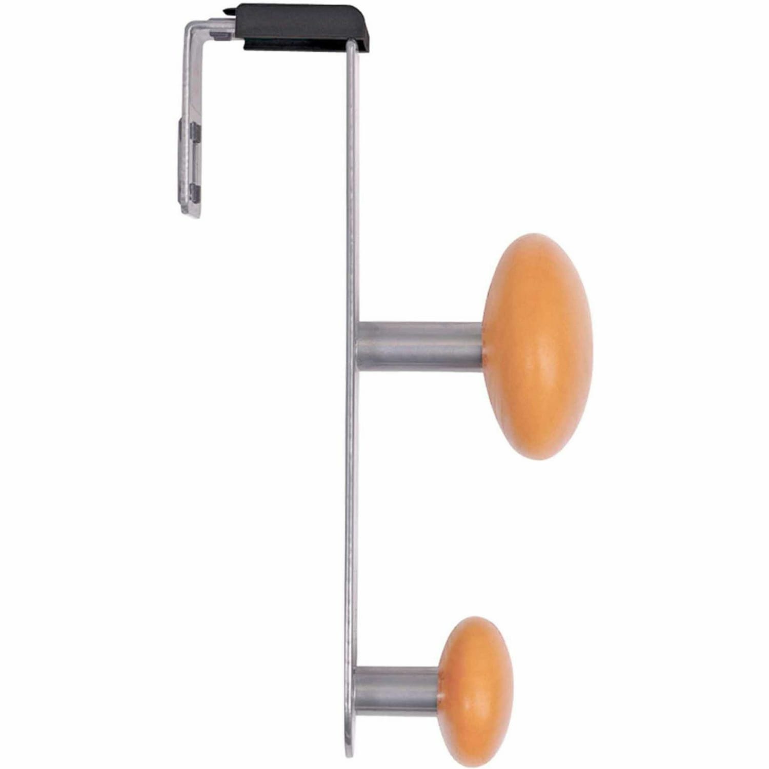 ALBA Garment Holder, Double-Peg, Chrome/Brown - Image 3