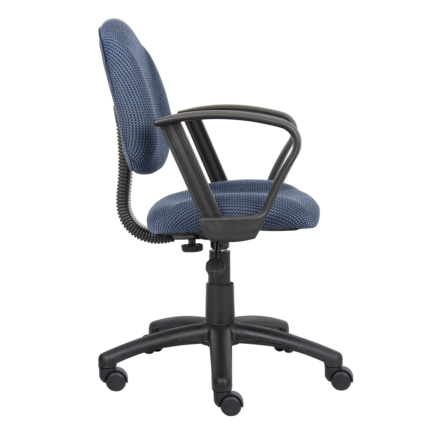 Boss Office Products Fabric Deluxe Posture Task Chair With Loop Arms BlueBlack PopularChairscom