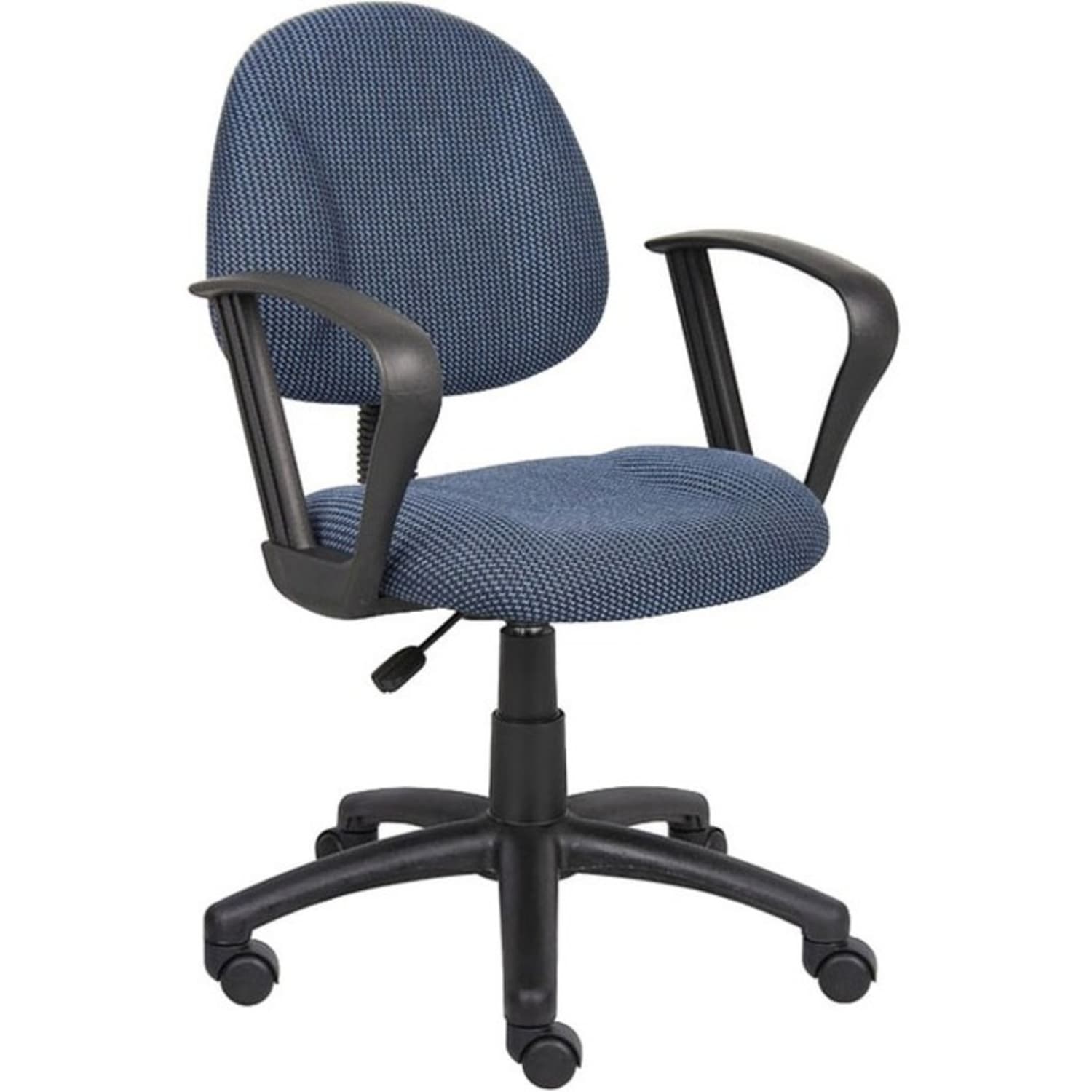 Boss Office Products Fabric Deluxe Posture Task Chair With Loop Arms BlueBlack PopularChairscom