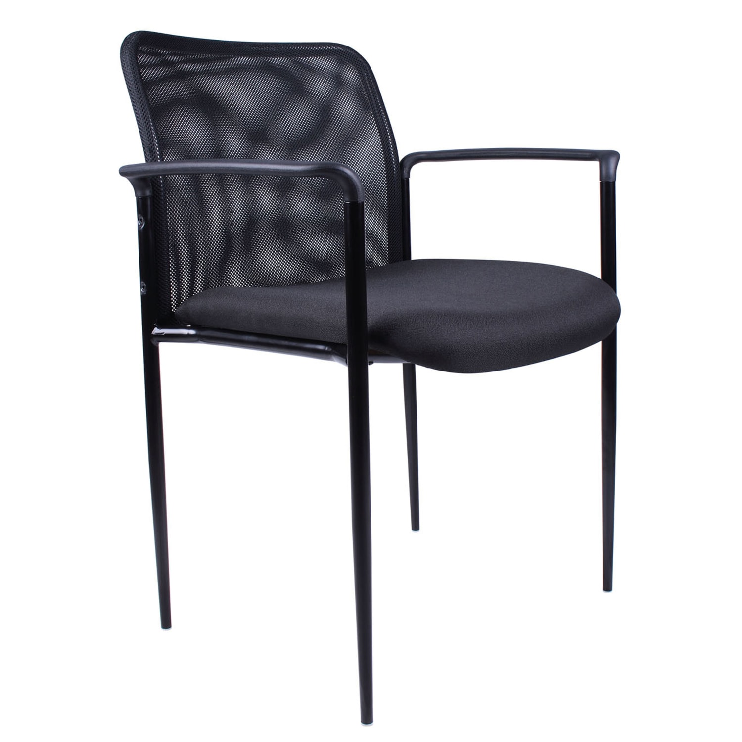 Boss Office Products Stackable Guest Chair with Arms, Mesh Back & Fabric Seat, Black - Image 3