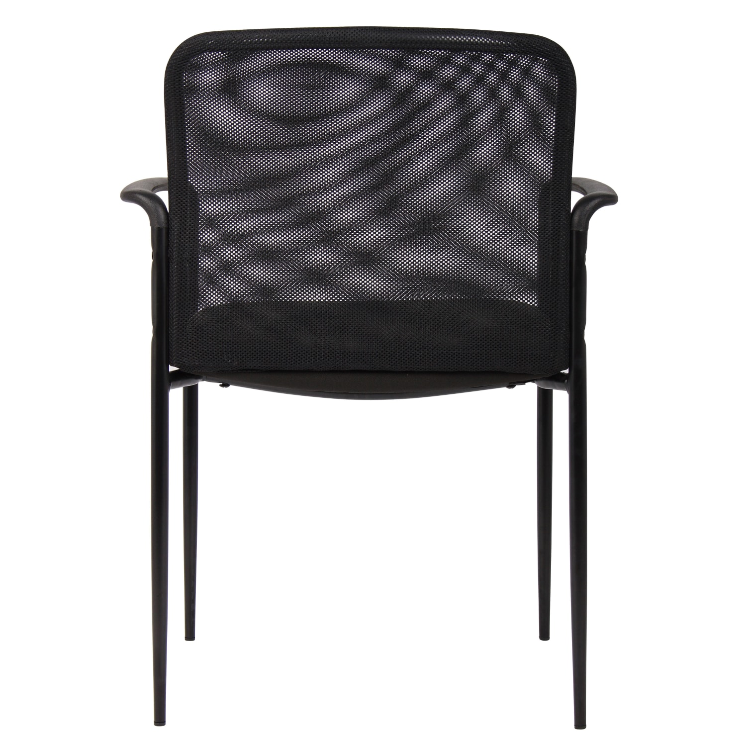Boss Office Products Stackable Guest Chair with Arms Mesh Back  Fabric Seat Black PopularChairscom